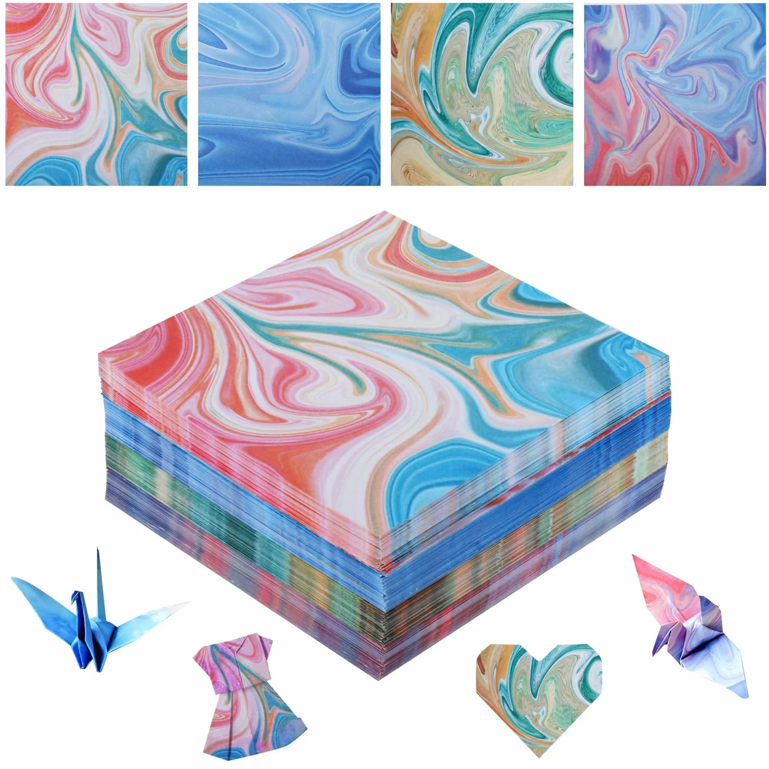 400 Fogli di Carta Origami Sfumata, 9,5 x 9,5 cm Fogli Cartoncini Colorati, Cartoncino Colorato per Progetti Artistici, DIY Lavori Creativi fai-da-te