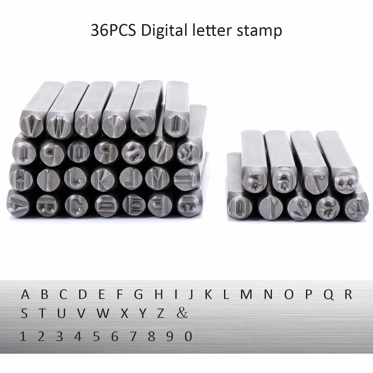 Lettere e Numeri Kit di punzoni, Set di punzoni per incisione caratteri alfabetici (36PCS, 6MM)