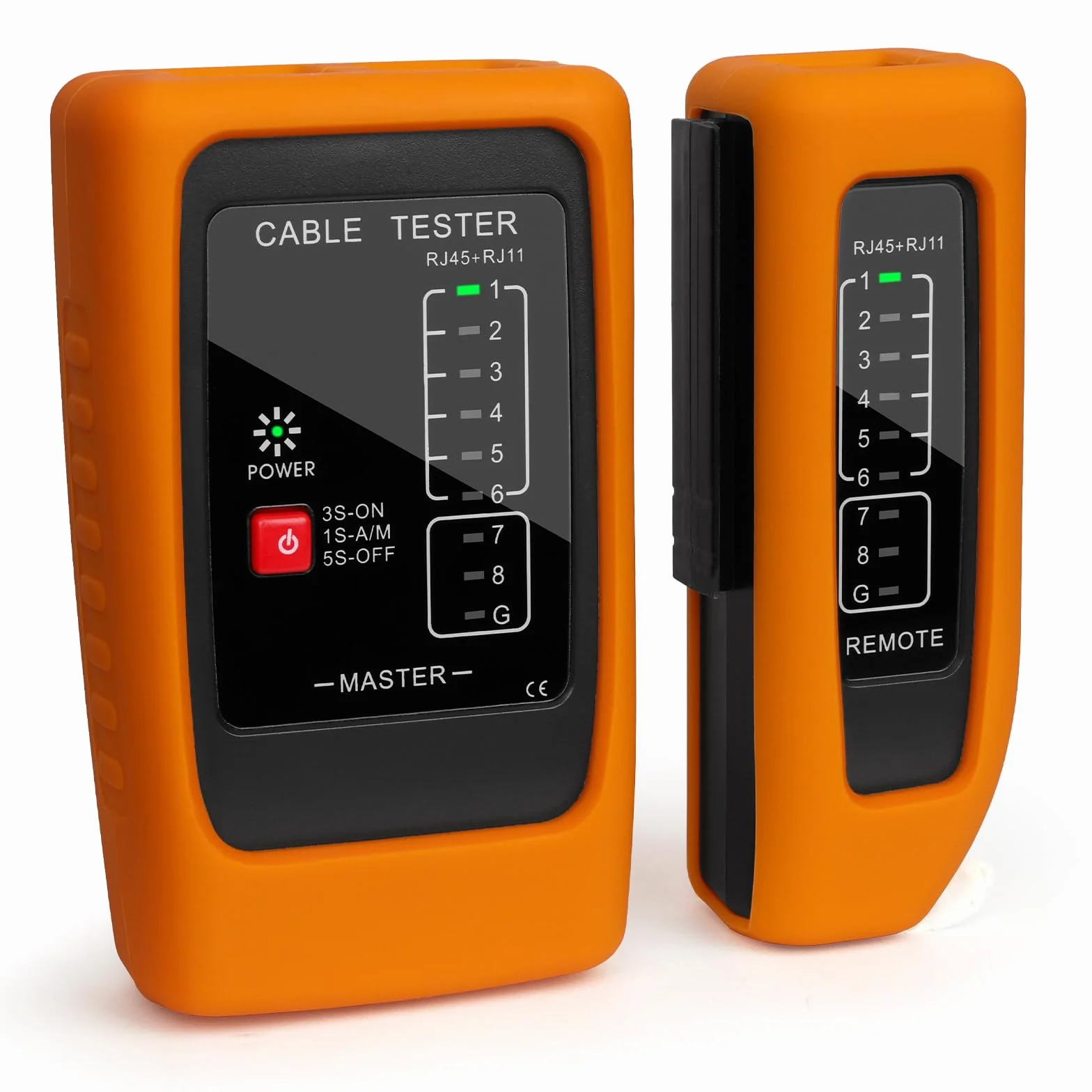 Tester Cavi di Rete RJ45 RJ11 con Test PoE fino a 300 m, Misurazione Lunghezza Cavo, Rilevamento Cortocircuito e Guasti, Compatibile CAT5 CAT6 CAT7 CAT8, Tester LAN per Ethernet e ISDN