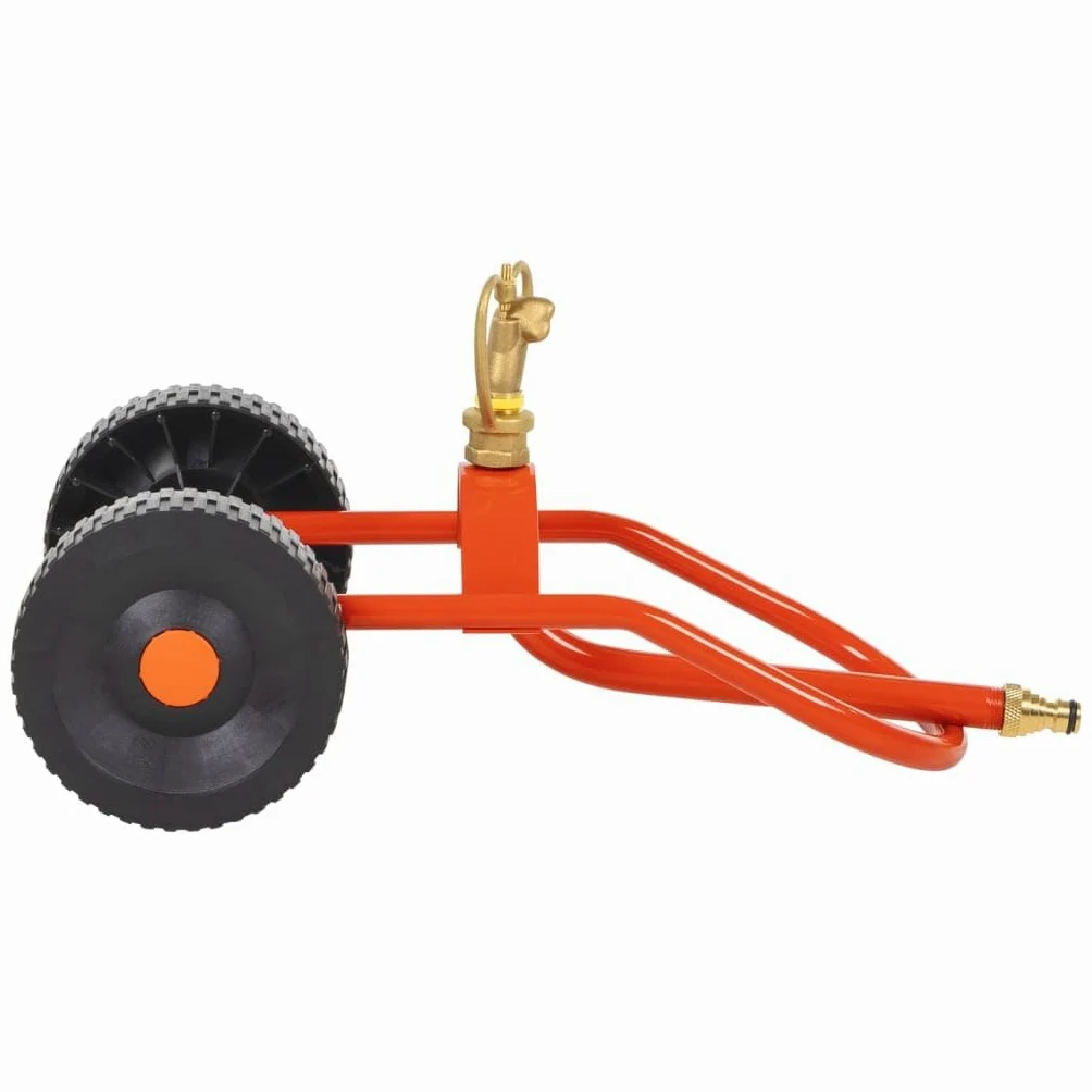 Slitta per Irrigatore Ruote e Testina Girevole Acciaio Rosso,Irrigatore oscillante
