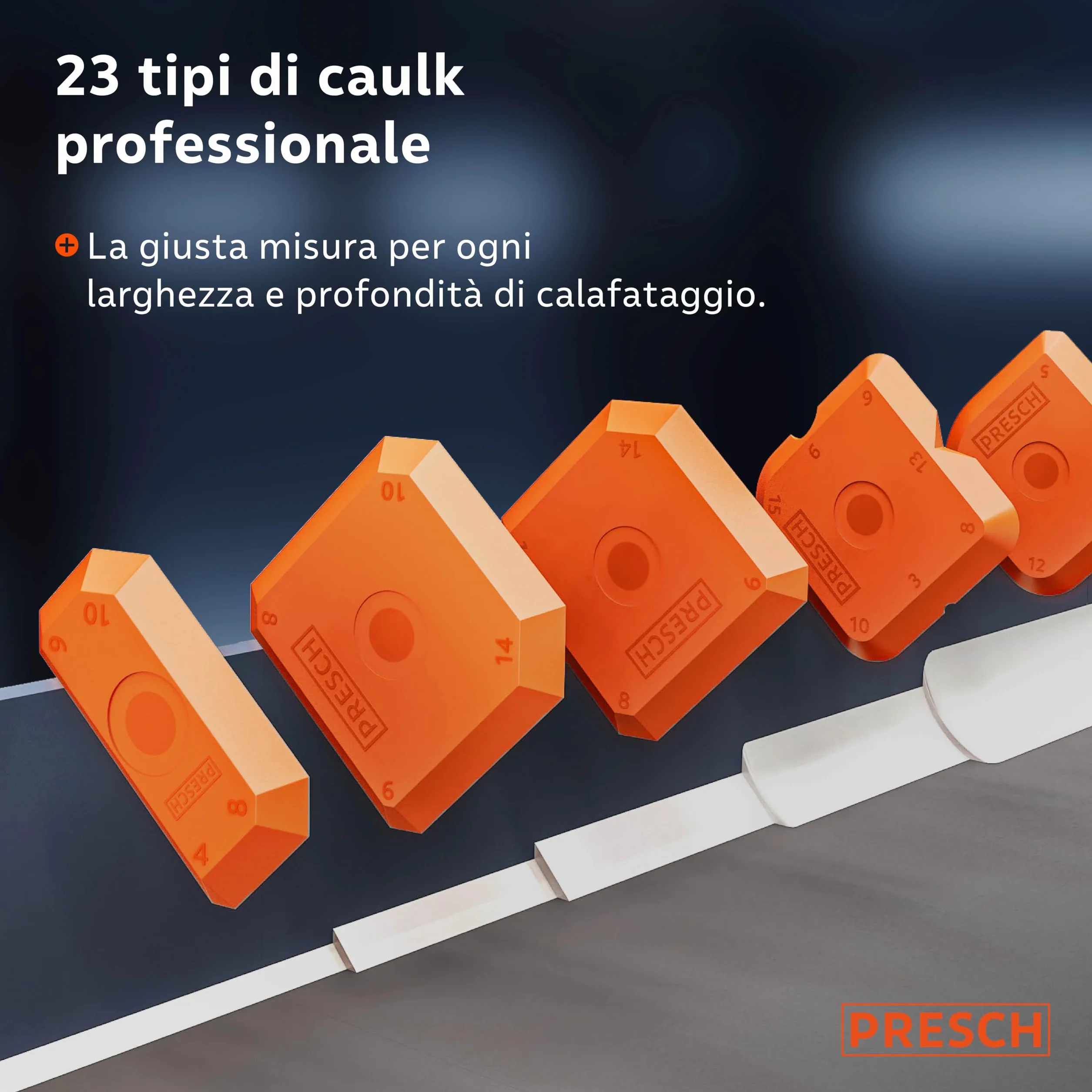 Presch Spatole per silicone Set 5 pz. - Giunti perfetti grazie a bordi molto dritti - Manopole speciali per un facile sollevamento - Ideale per sigillanti come acrilico e silicone - Con scatola