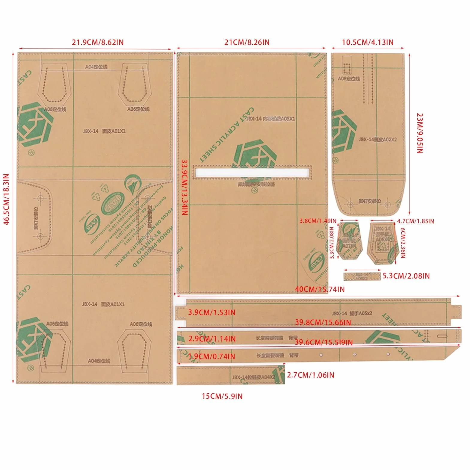 Modello Borsa Acrilico Artigianato Pelle Stencil Kit