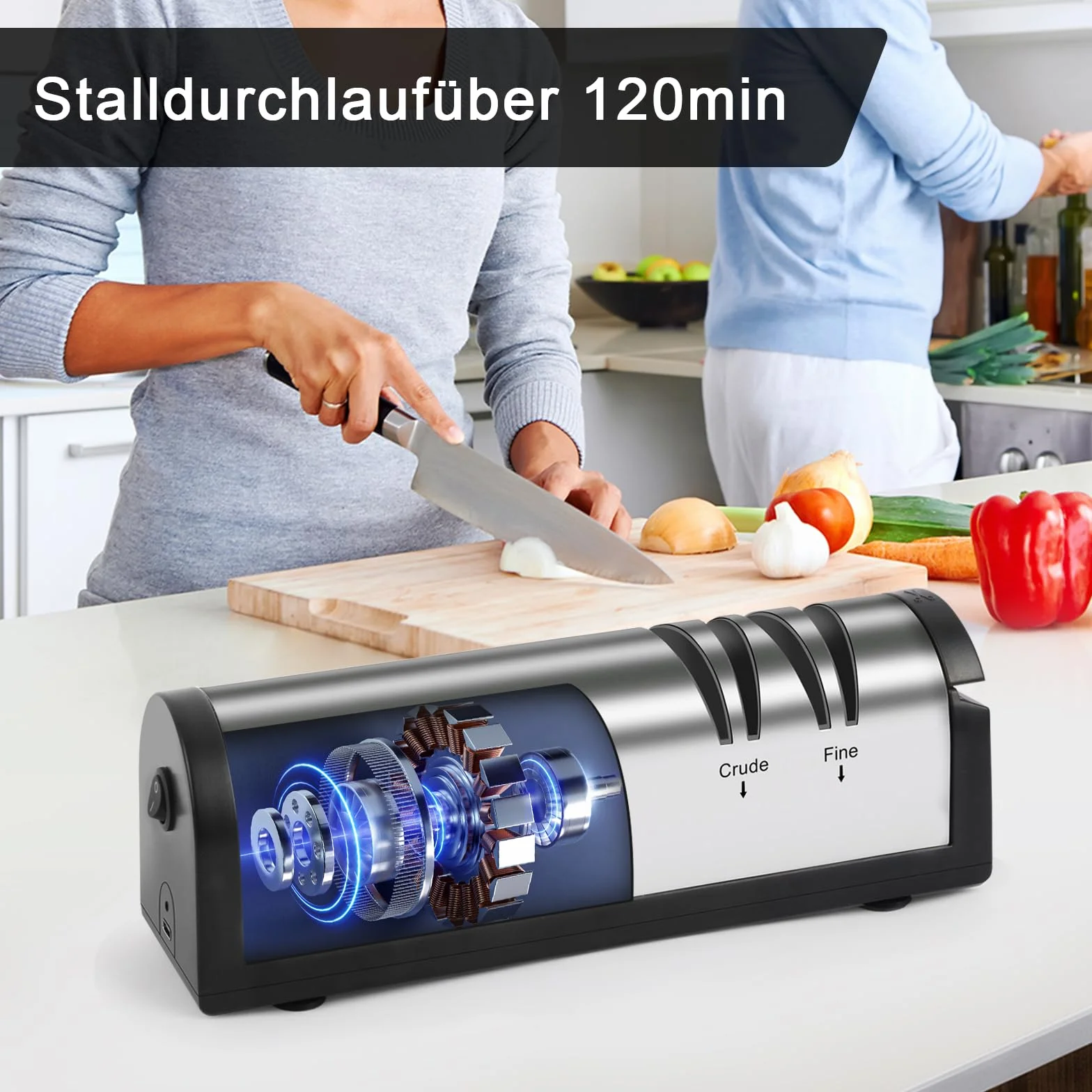 SOARFLY Affilacoltelli Elettrico in Acciaio Inox, Affilacoltelli Professionale di Alta Precisione, Veloce ed Efficiente, Affilacoltelli Multifunzionale per Coltelli da Cucina