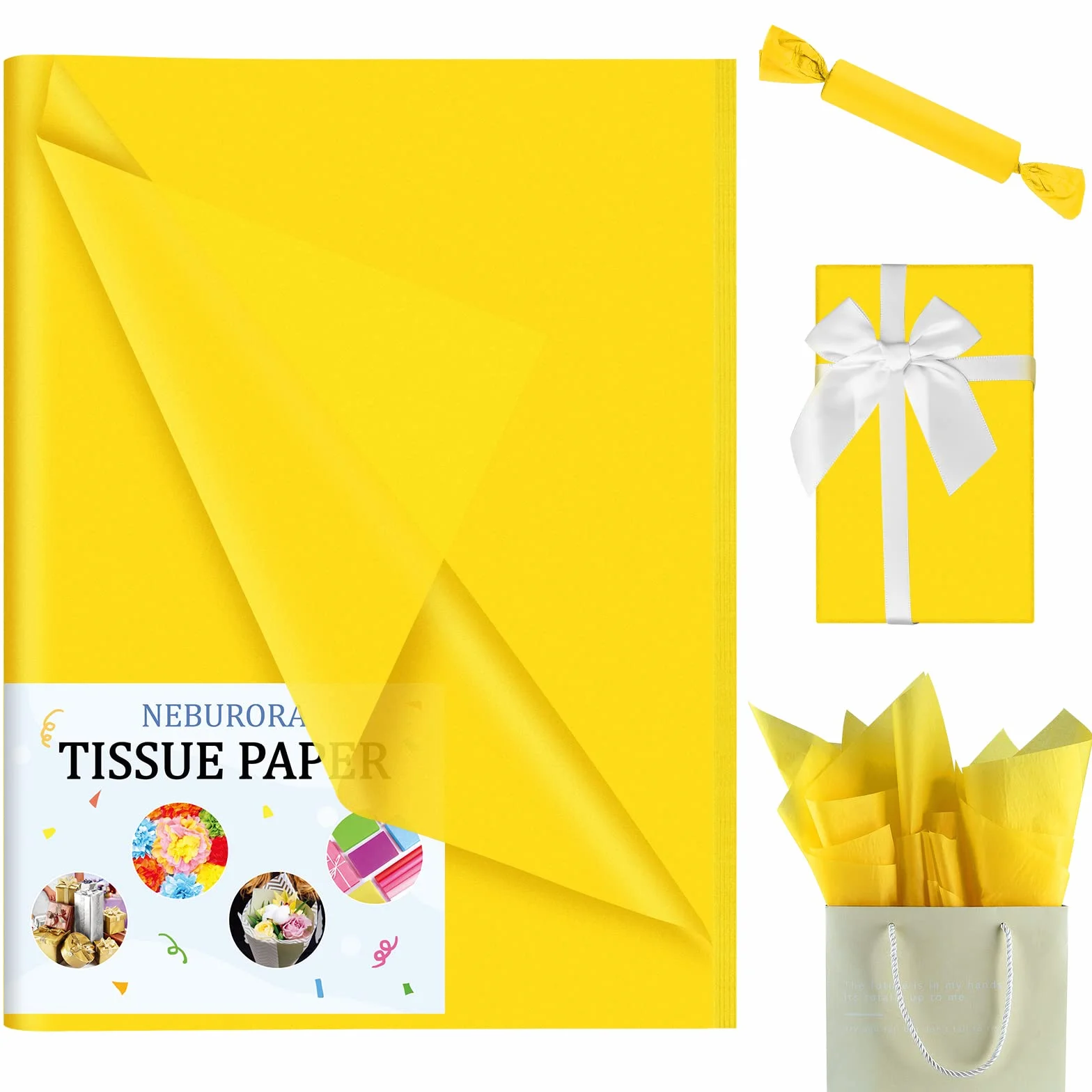 Carta Velina Gialla 60 Fogli 35x50 cm Carta da Imballaggio Regalo Brillante per Confezioni Artigianato Compleanno Matrimonio