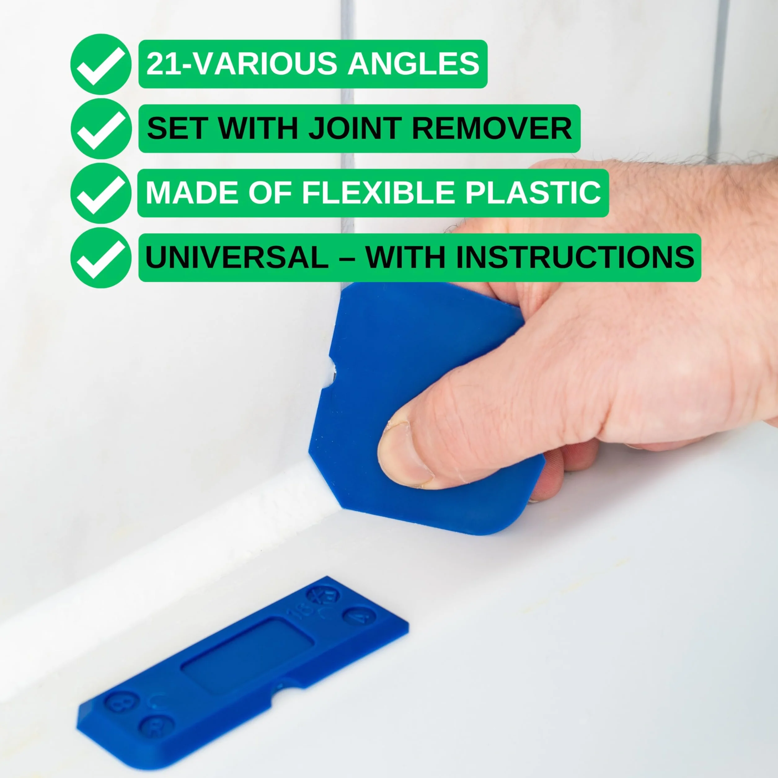 Utensili per rifinire giunti in silicone con istruzioni, Set di 5, attrezzo per silicone sigillante di diverse forme e dimensioni, spatola flexible per sigillare fughe e giunti di cucina e bagno