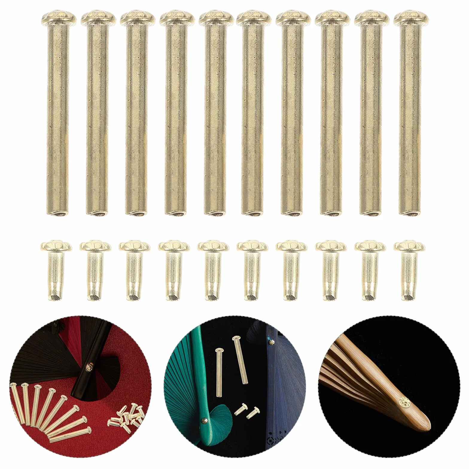 Amosfun Set 10 Rivetti per Albero Ventola Pieghevole 1.06 Pollici Accessori per Riparazione Ventagli Manuali in Metallo Portatile per Fai da Te