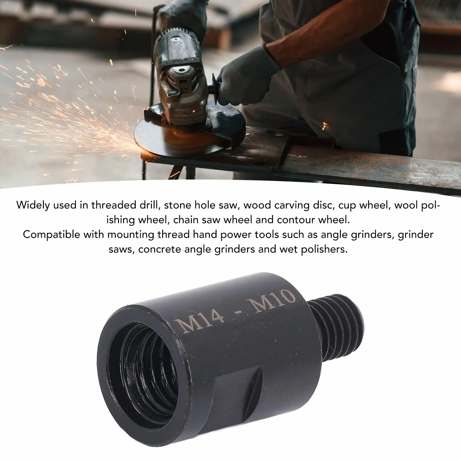 Adattatore Convertitore per Smerigliatrice Angolare M10-M14 Acciaio Crv 2 Pezzi