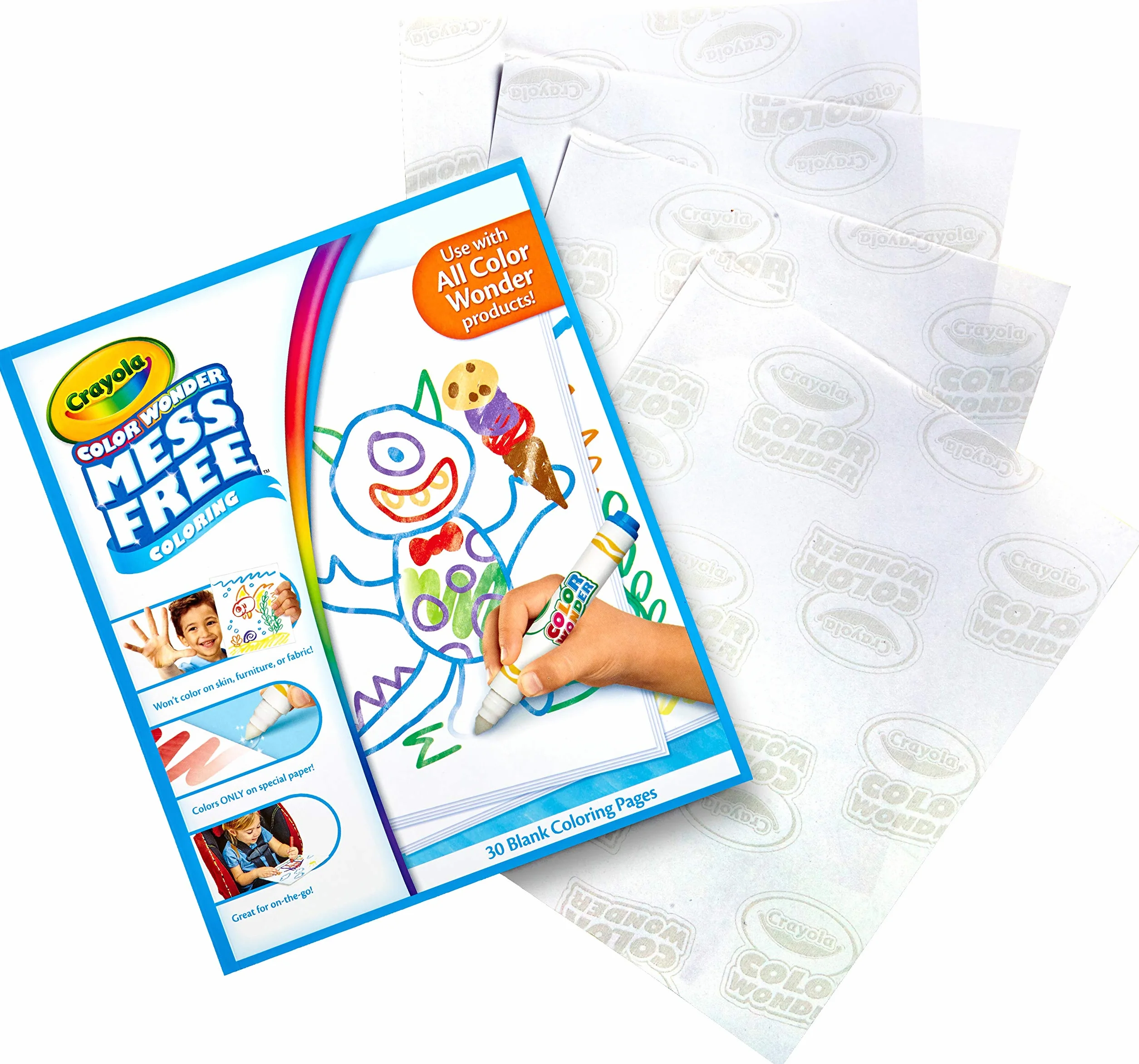 CRAYOLA Color Wonder Album Ricarica, 30 Pagine da Utilizzare con i Pennarelli Color Wonder Senza Macchia e il Magipennello Luminoso, Bianco