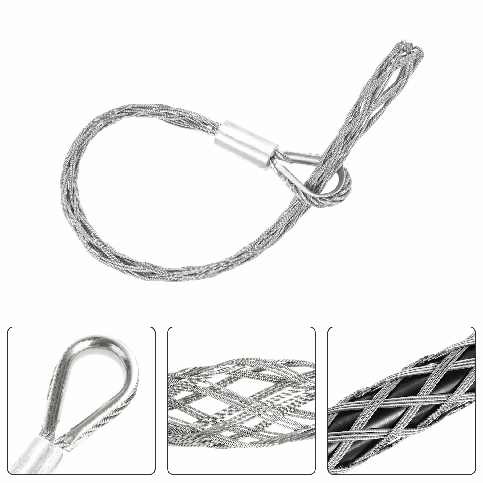 QUARKZMAN 35-48mm OD Calza per Tirare Cavi Presa 0,77m Testa Singola Lato Tirare Rete Metallico Tirante Calza Grip Strumenti in Acciaio Inossidabile