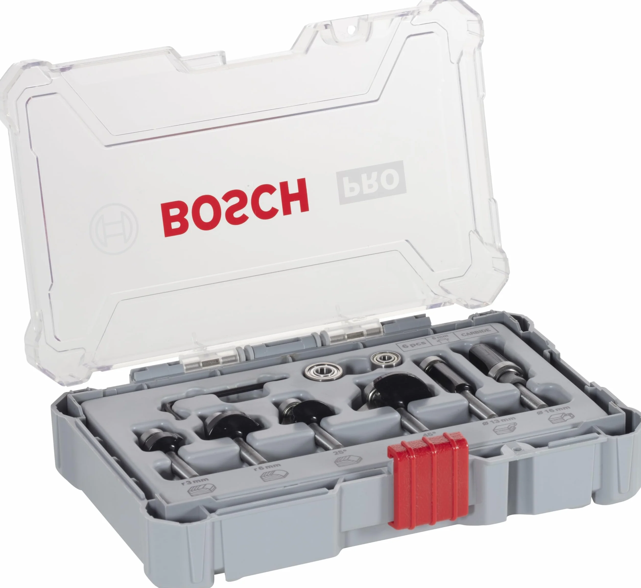 Bosch Professional Set Frese da 6 pz. per Profilare Smussare e Scanalare, per Legno, Accessorio Fresatrici Verticali con Codolo di 6 mm