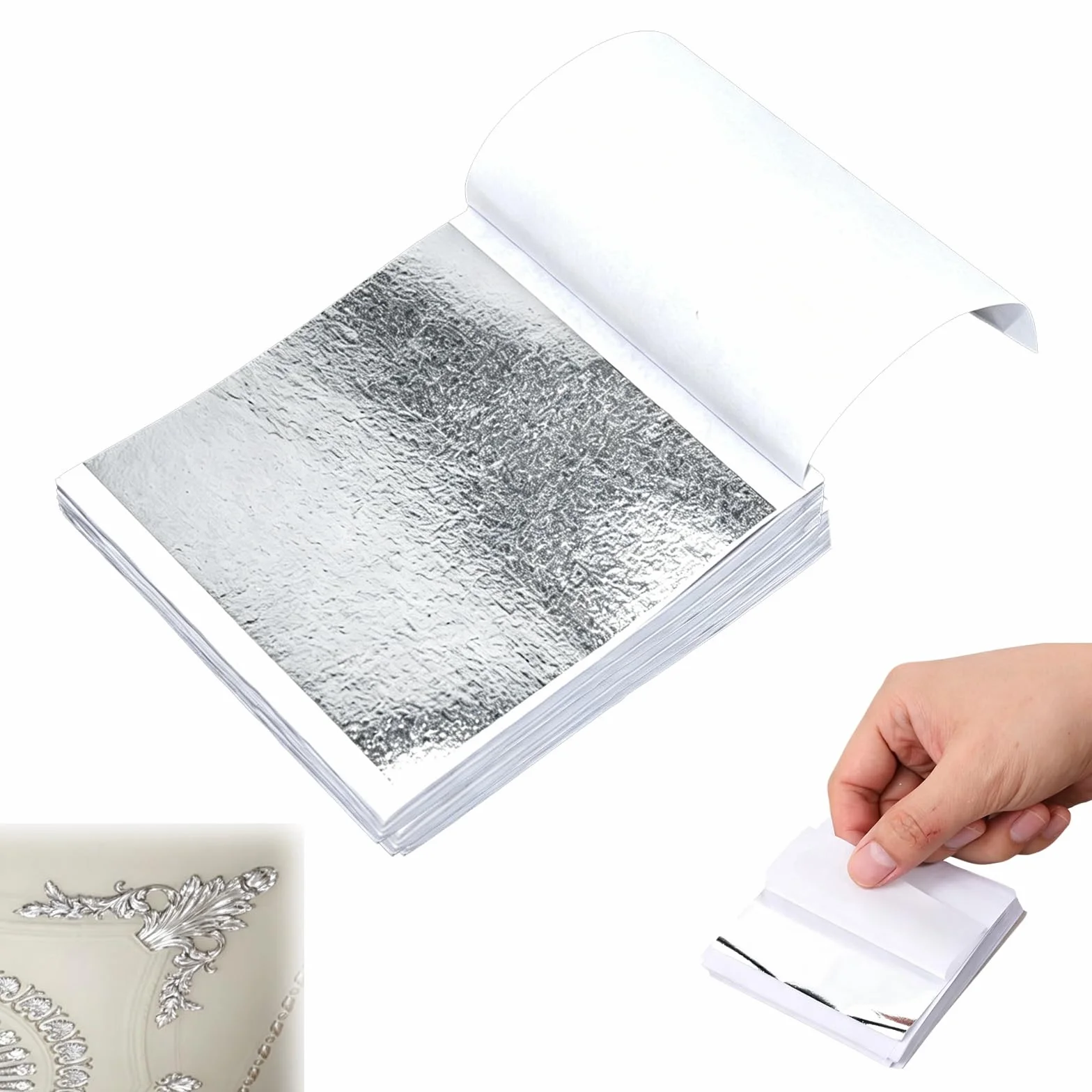 Foglie d’Argento 100 Pezzi 8x8,5 cm per Decorazioni Artigianali Fai-da-Te, Doratura, Progetti Artistici, Scrapbooking, Creazioni Resiniche e Decorazioni per Festa