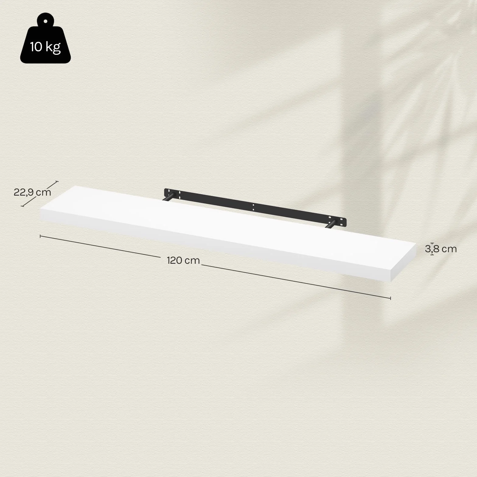 WOLTU Mensola da Muro Rettangolare Scaffale Libreria a Parete Decorazione per Cameretta Ufficio Porta CD/Dvd in Legno Bianco 120cm RG9315ws