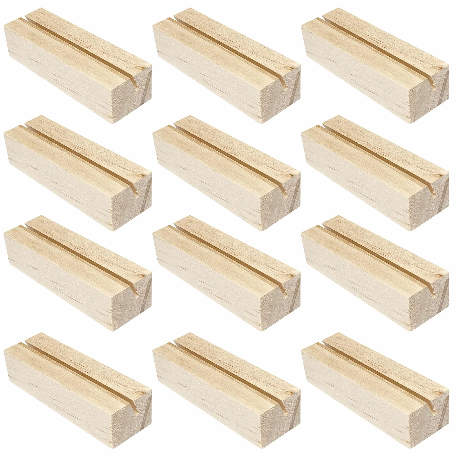 Mesybveo 12 Pezzi Segnaposto Legno di Faggio, Porta carte menu in legno di faggio, Portacarte di posizione, Clip per foto, Portaposizione in legno, per matrimoni, ristoranti, conferenze