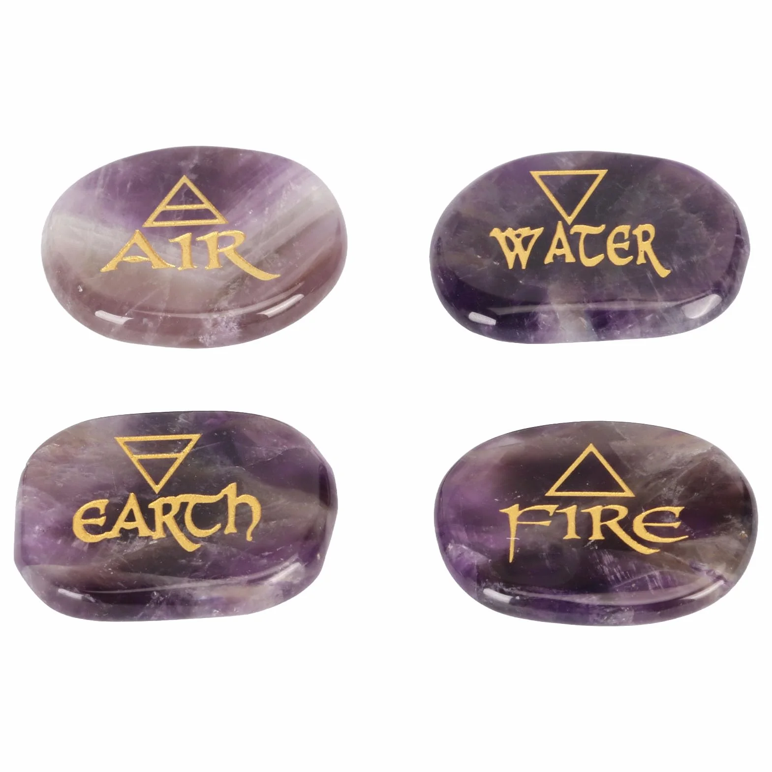Set di Pietre Runiche Viola Lucidate per Meditazione e Rituali Reiki Confezione 4 Pezzi