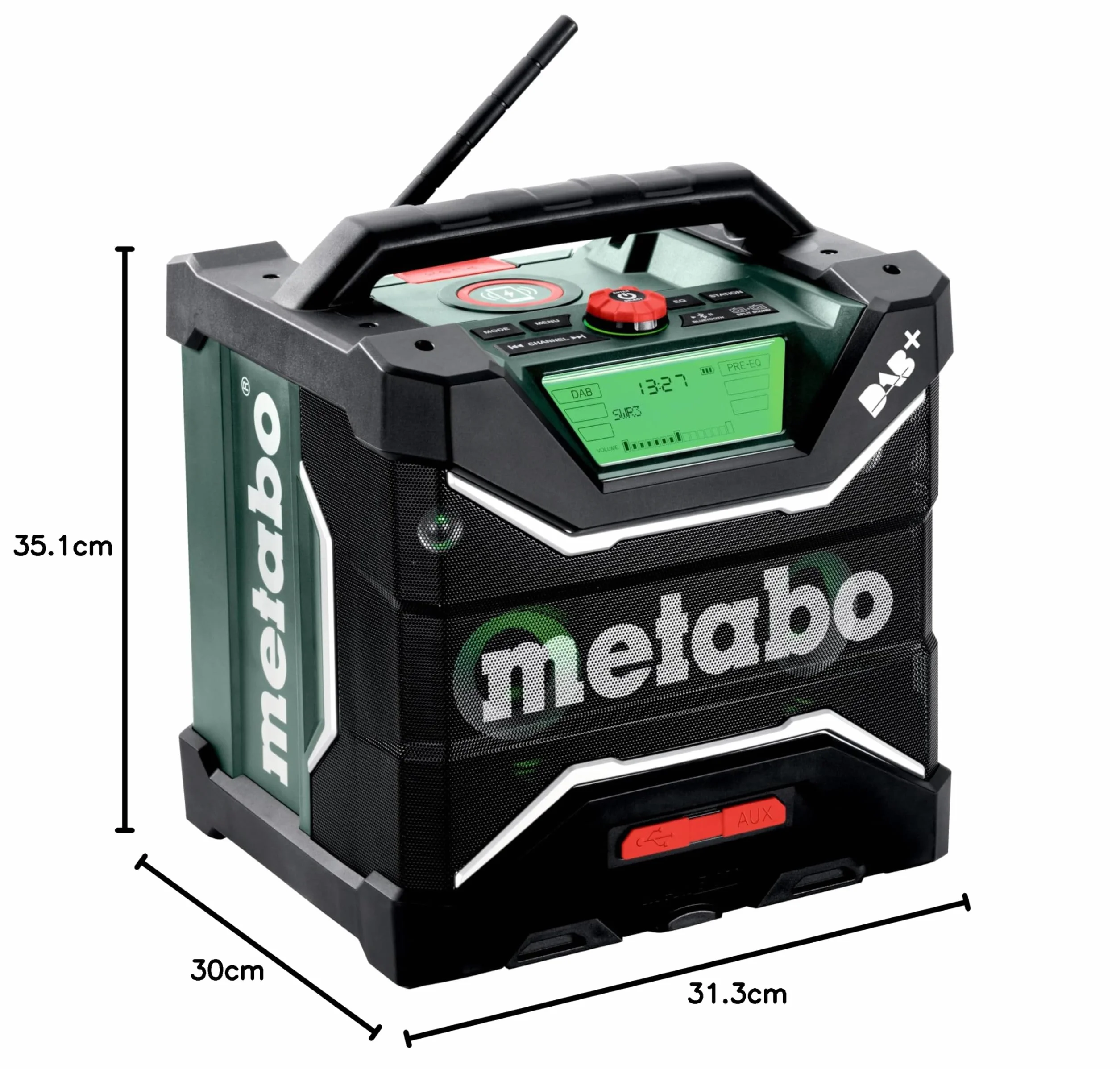 Metabo Radio da cantiere RC 12-18 32 W BT DAB+, 18 V, con Bluetooth e AUX, classe di protezione IP 54, radio 600779850