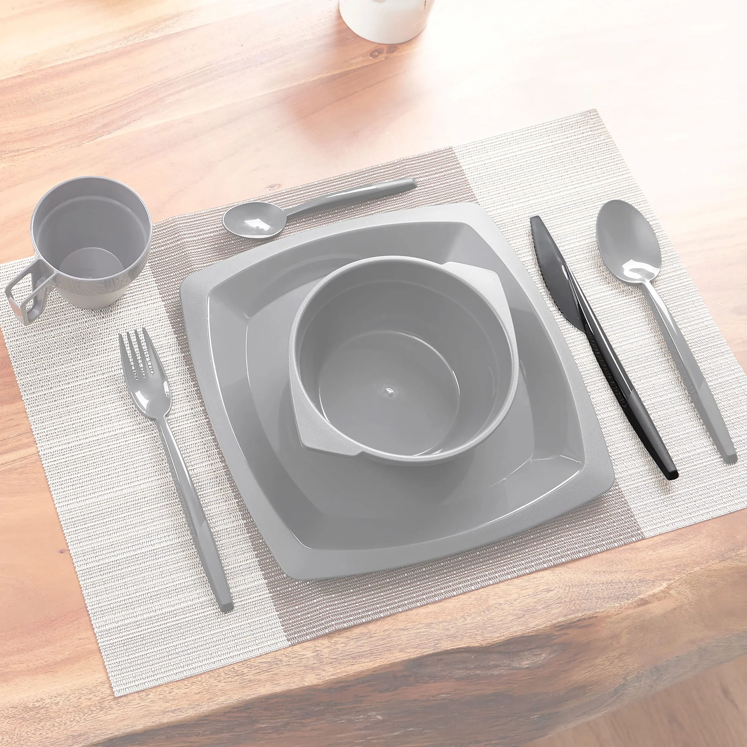 Grizzly Set di posate in plastica 20 coltelli riutilizzabili lavabili in lavastoviglie antracite