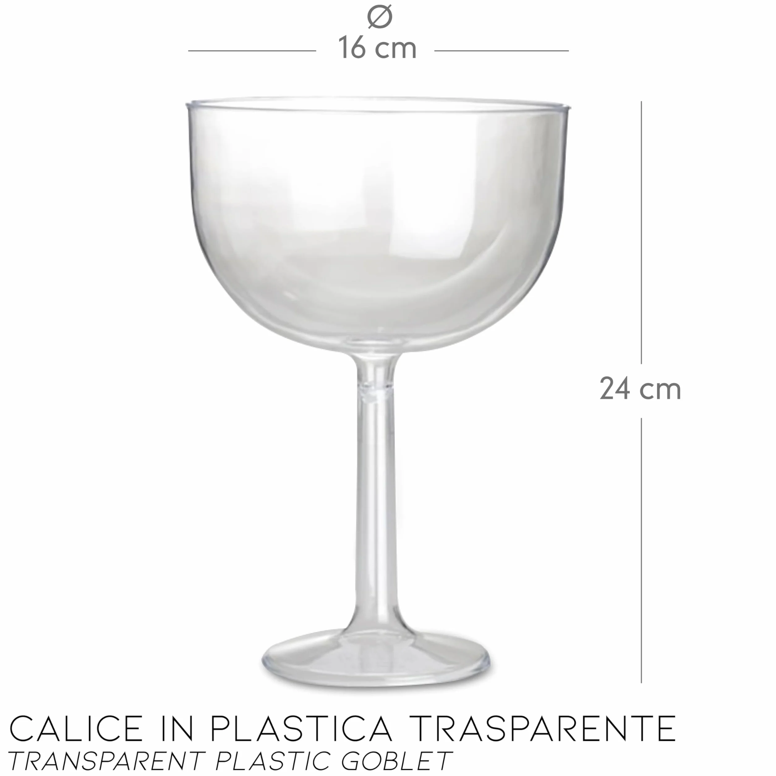 Decoraparty Calice Porta Confetti Trasparente Bicchiere Gigante Centrotavola Diametro 16 cm x Altezza 24 cm