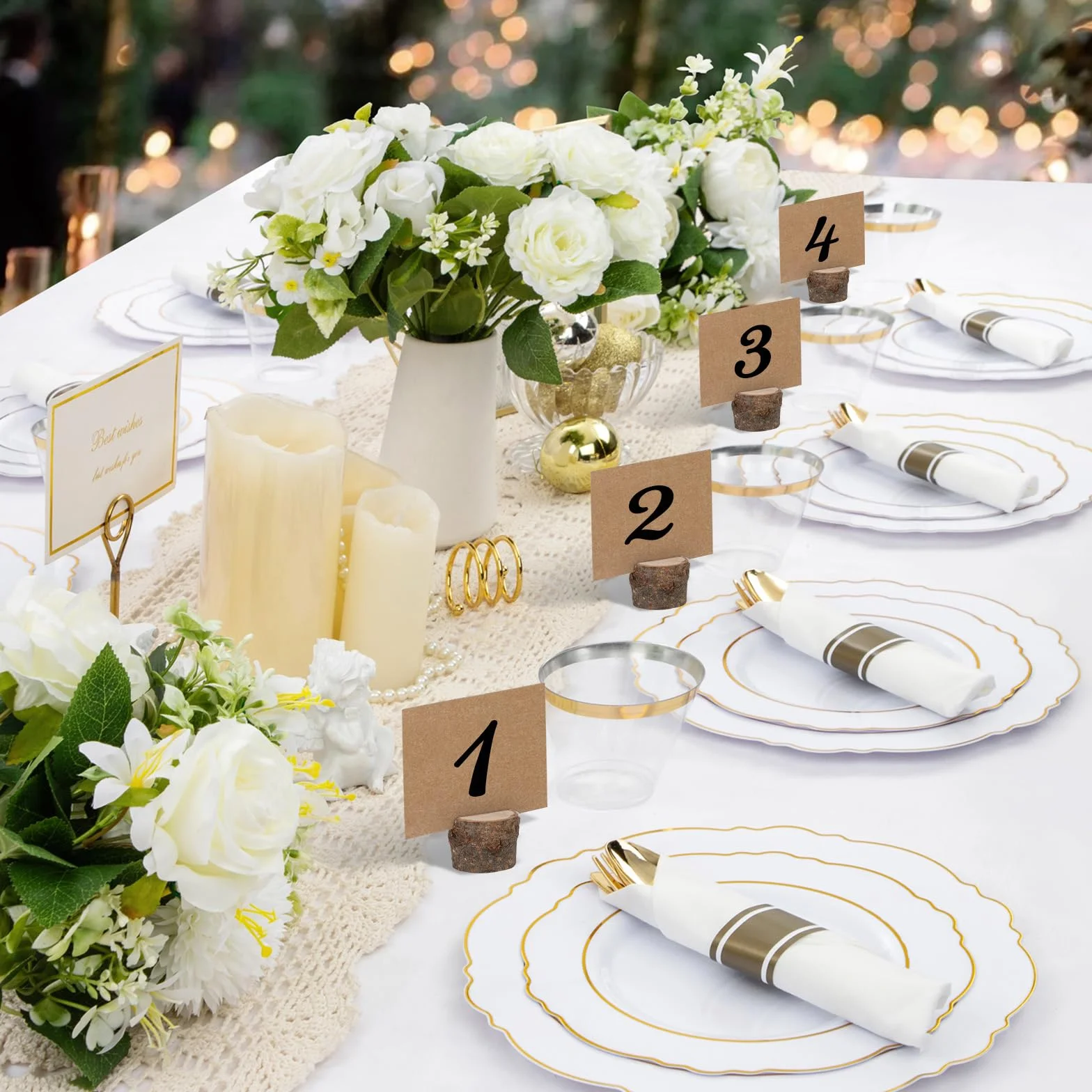 Portacarte in Legno 40 Pezzi Segnaposto con Cartone per Matrimonio Ristorante Festa