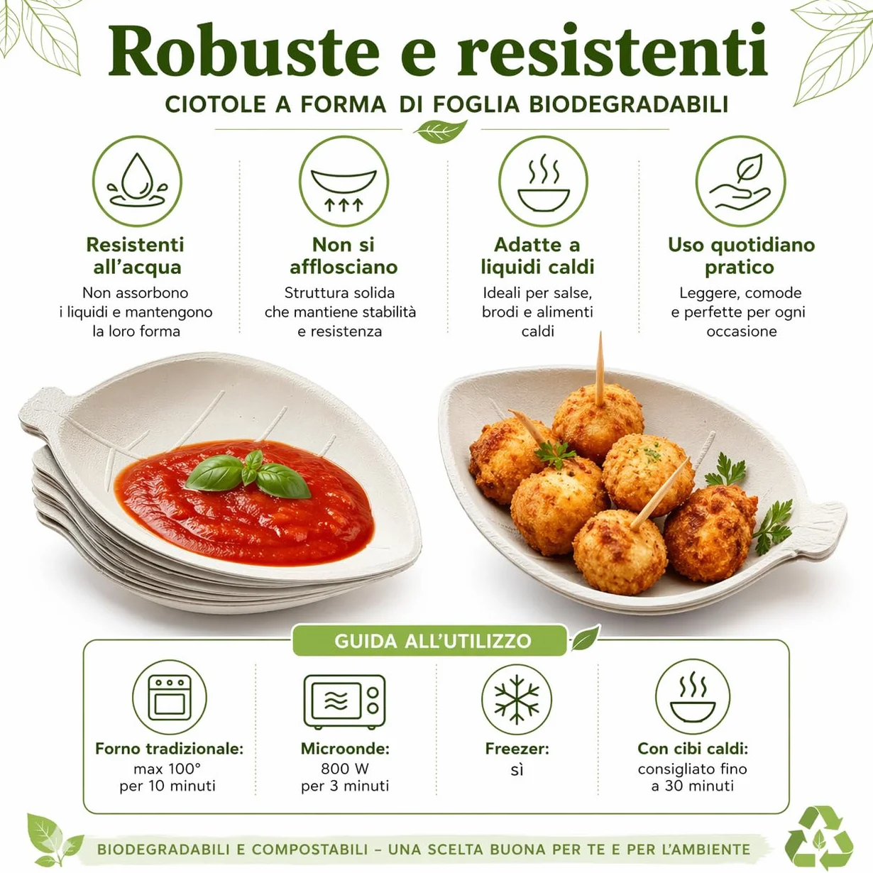 Ciotoline aperitivo usa e getta BIO vassoio finger food polpa di cellulosa