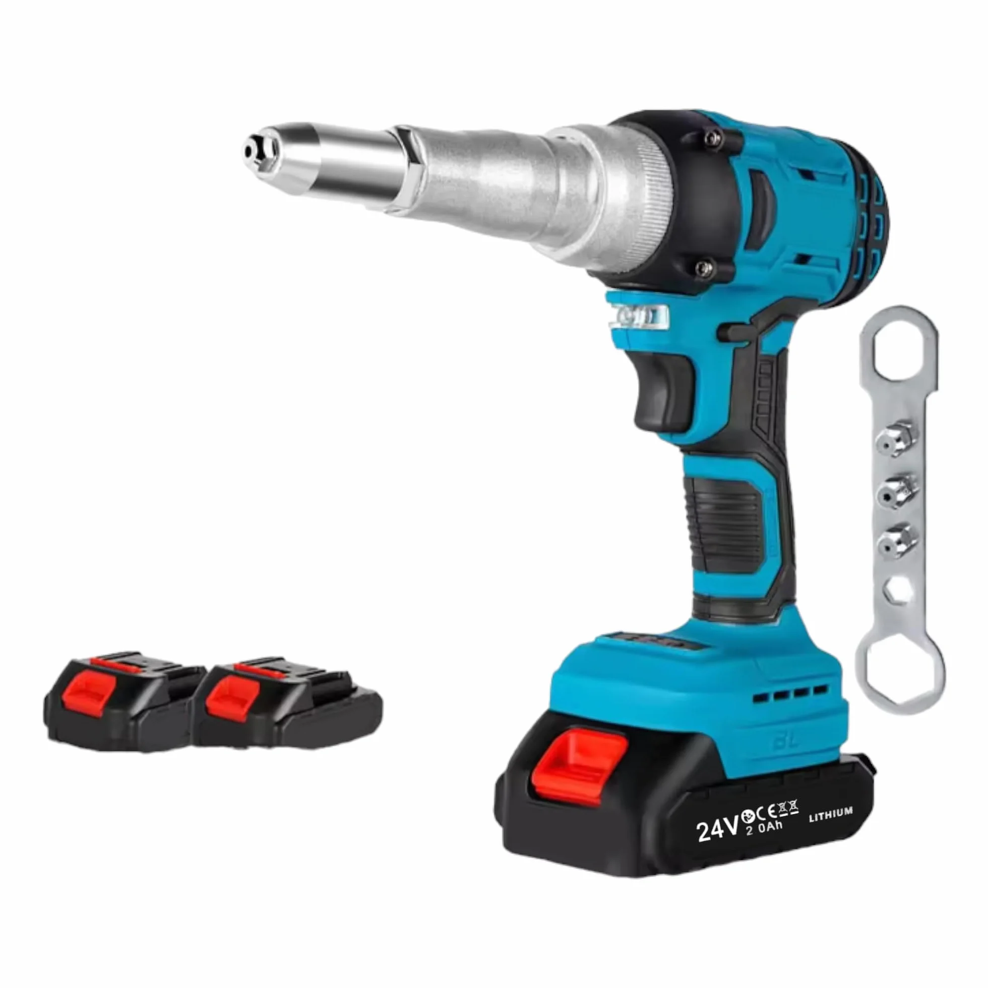 Rivettatrice a Batteria 24V Brushless Automatica per Rivetti Ciechi 3-5 mm, 10000N, 140 Nm, 2 Batterie