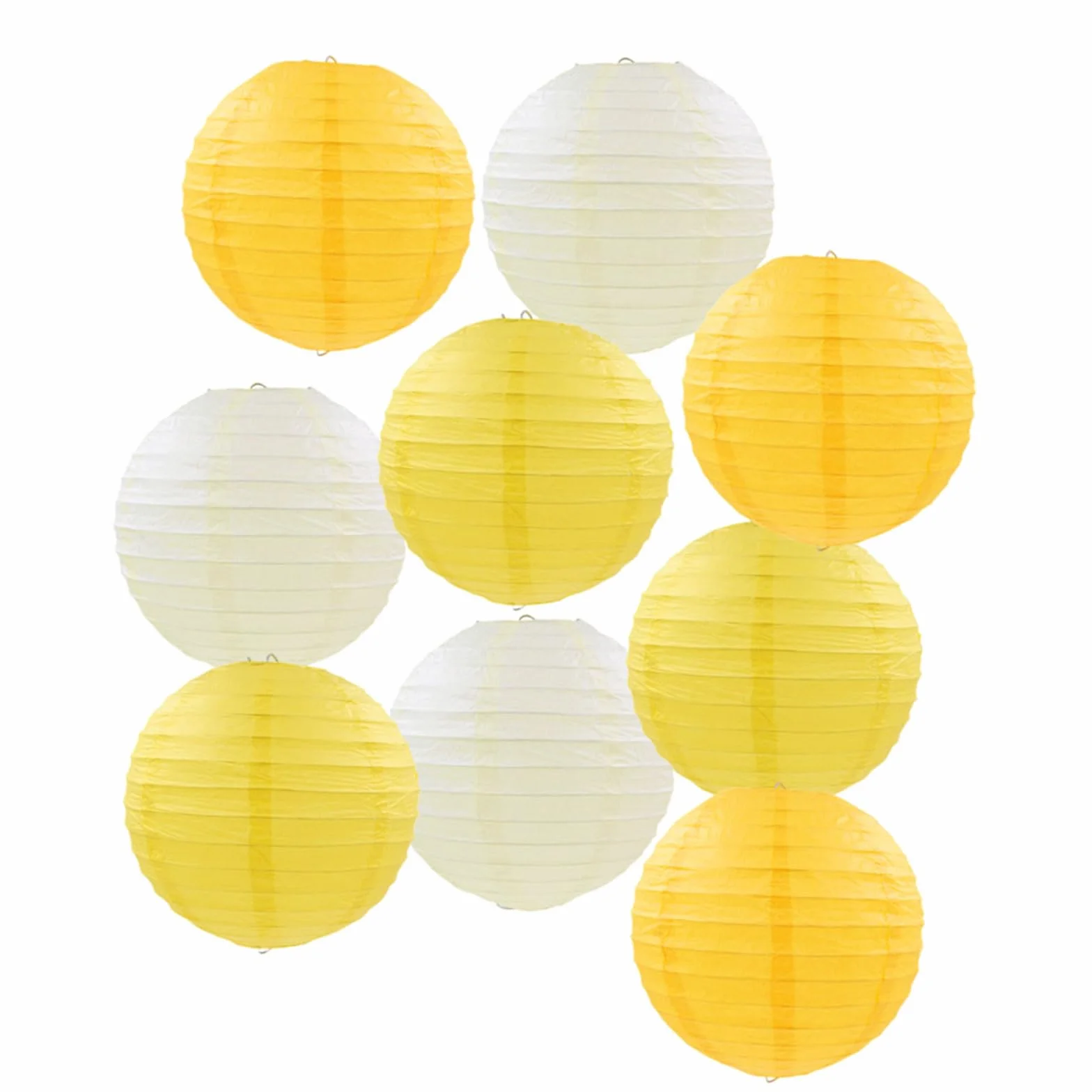 FANSU 9 Pezzi Lanterne di Carta, Lanterne di Carta da Appendere, Rotonde Lanterne Cinesi Pieghevoli, per Decorazioni Domestiche, Compleanno Feste e Matrimoni (25cm,Giallo)