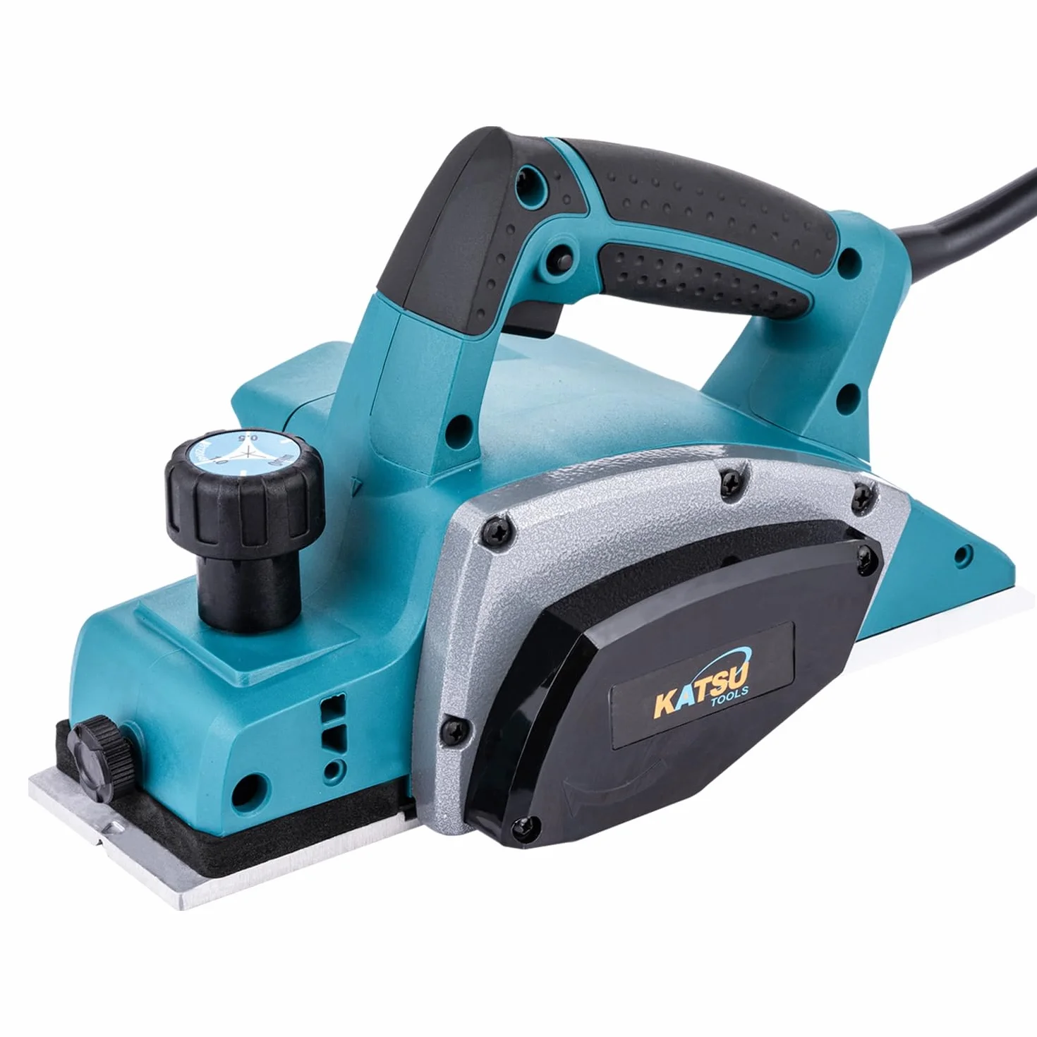 KATSU Tools Pialla elettrica 600W, pialla per legno portatile con cavo, larghezza di piallatura 82 mm, profondità di truciolo 2 mm, per la lavorazione del legno, porte e mobili per casa 101719