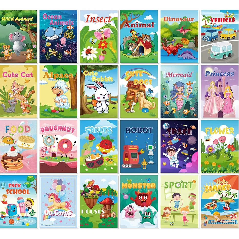 Aannanl 24 mini libri da colorare per bambini 2-8 anni regali feste attività scolastiche