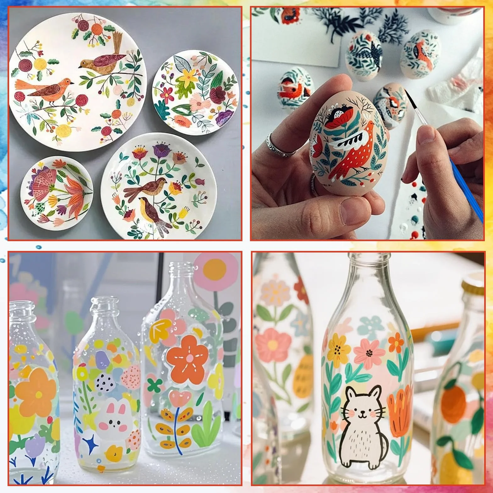 Onperpoe Vernice per vetro colorato, 300 ml, per pittura su vetro, kit di pittura in 12 colori con 2 penne, vernice impermeabile atossica per vetro, vetro, vetro e bottiglie di vino