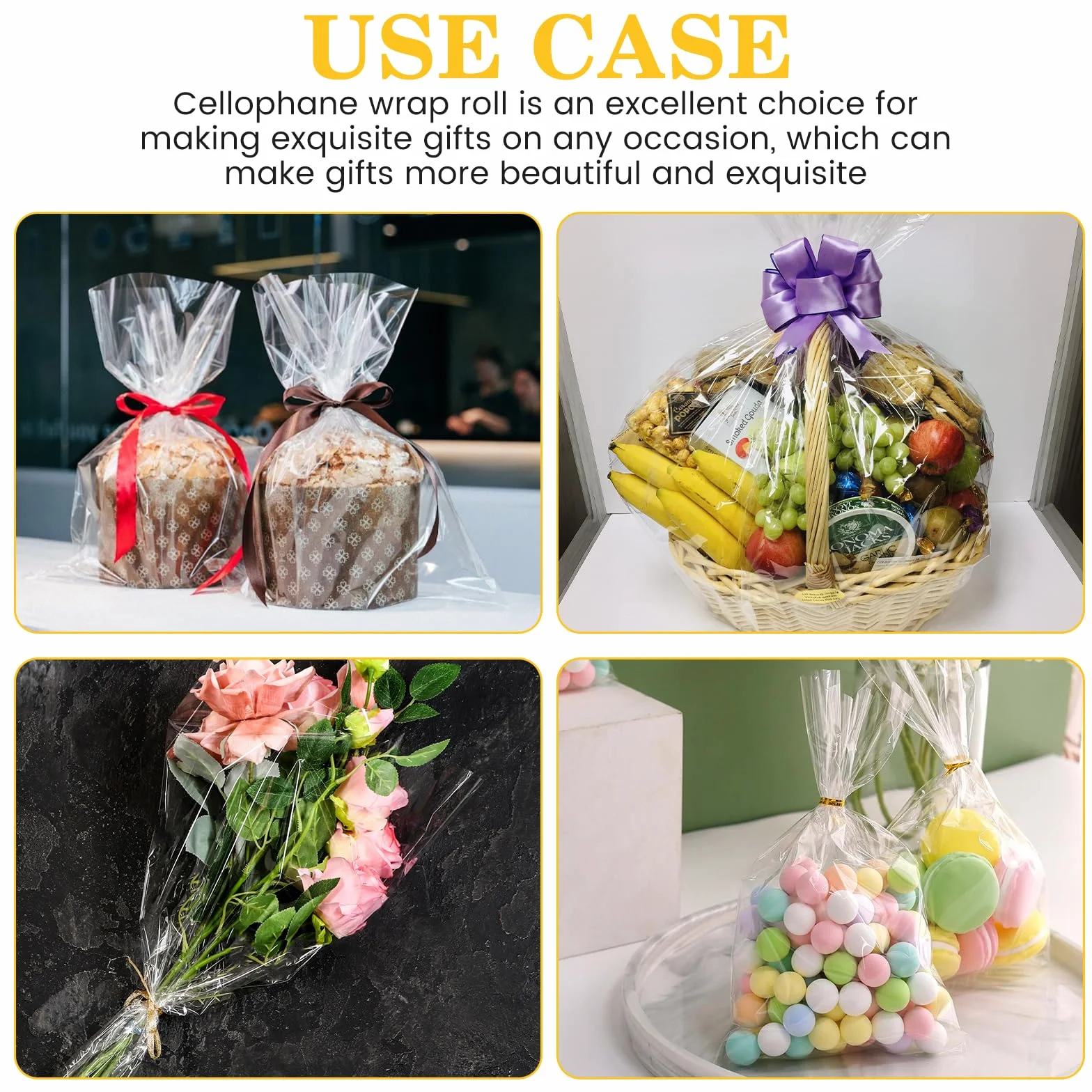 43 CM x 30 M, 3 Mil Cellophane per Imballaggio, Carta Regalo Rotolo, Sacchetti Trasparenti per Confezioni, Ideale per Bouquet di Fiori, Cesti Regalo, Decorazioni per Feste e Progetti DIY (1, 43cm)
