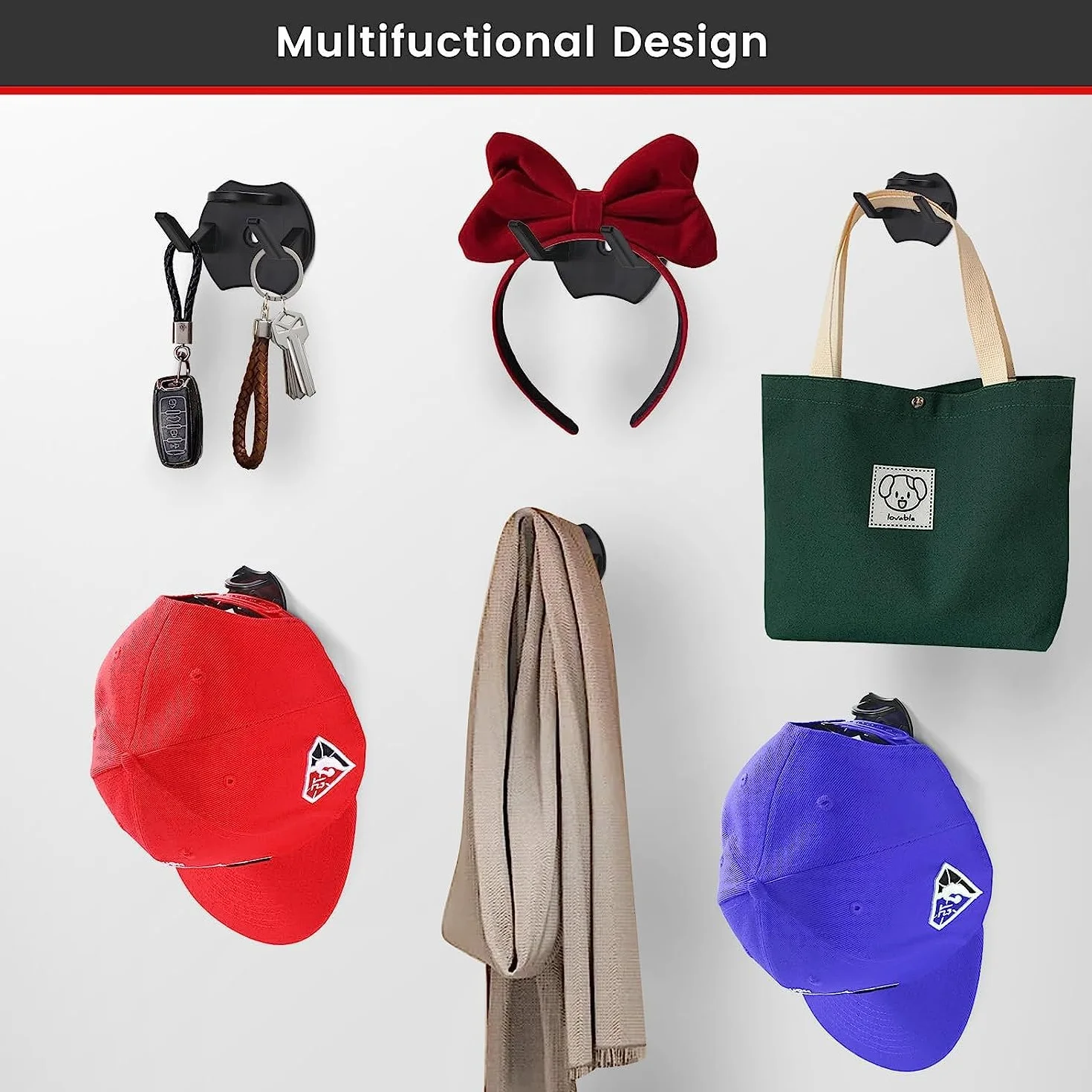 PIQIUQIU 10 Ganci Autoadesivi da Parete per Cappelli, Display per Cappelli da Baseball