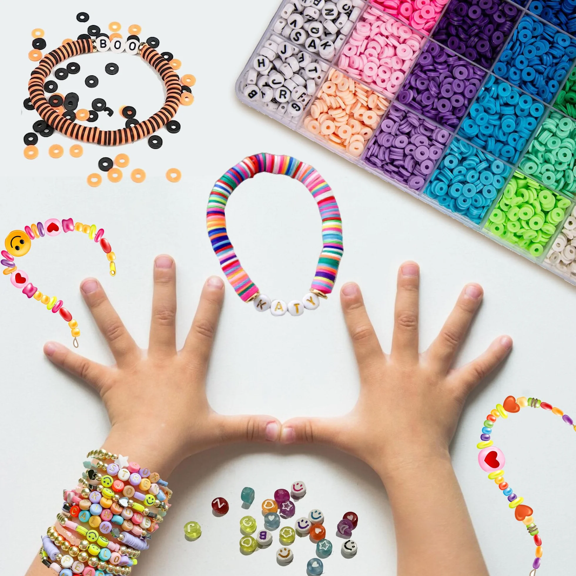 Desire Deluxe Kit per la creazione di braccialetti – Perline per braccialetti, collane di amicizia con kit di ciondoli e corde elastiche – Forniture per la creazione di gioielli per Halloween, Natale