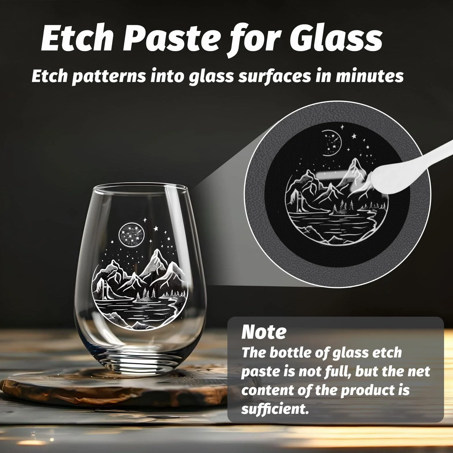 Pasta caustica per set di vetro, 10,5 oz etch Pasta for glass, crea in pochi minuti splendida arte su superfici in vetro, perfetta per principianti, artigianato artigianale significativo