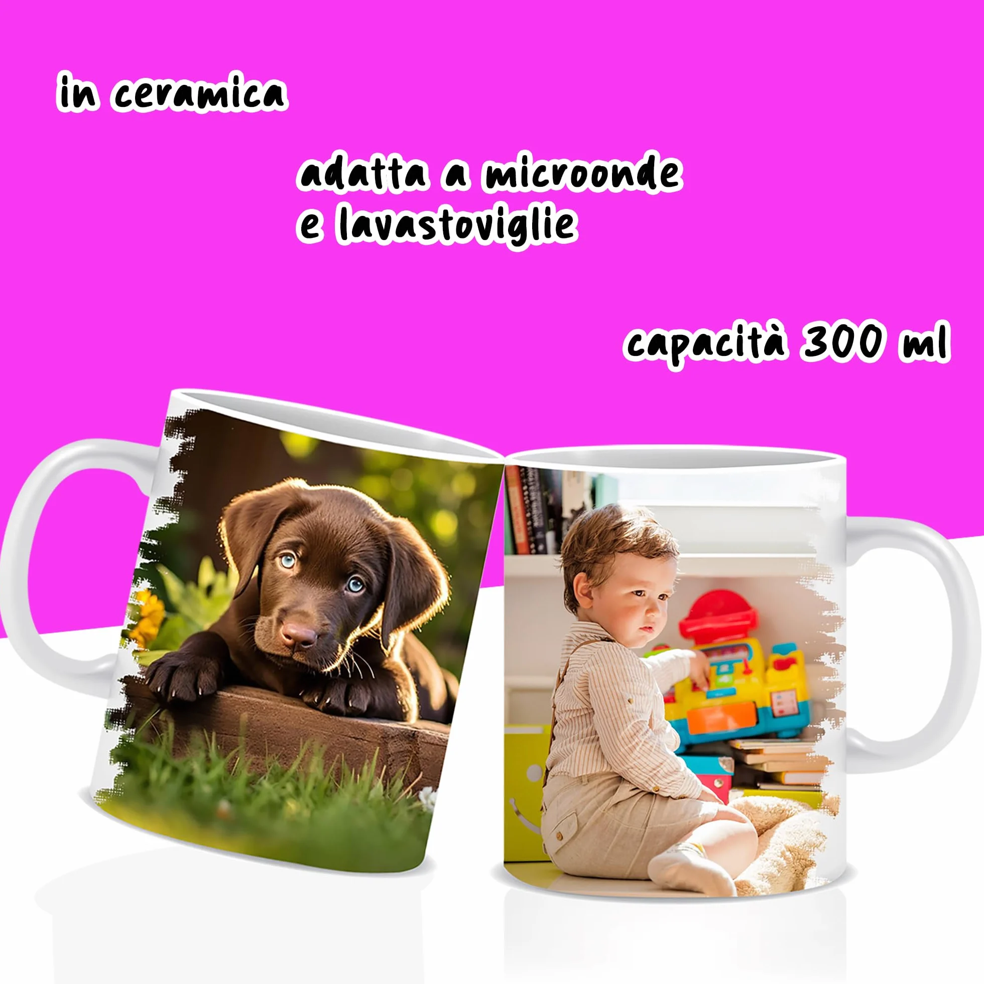 Tazza Personalizzata 325 ML Ceramica 3 Foto Made in Italy Idea Regalo Compleanno