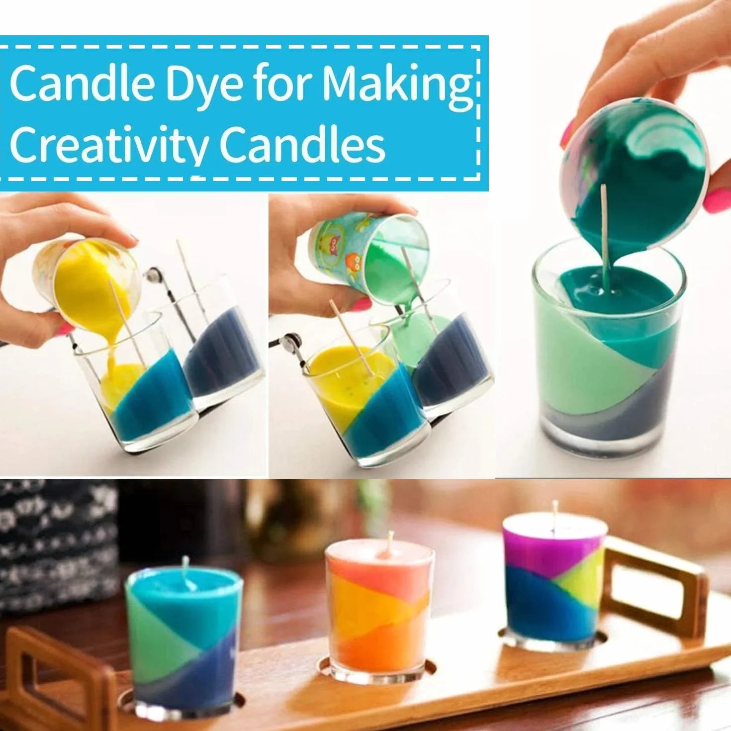 Set di colori per cera per candele, 20 colori liquidi per la produzione di candele Tintura liquida altamente concentrata per cera di soia cera d'api cera di paraffina - 10 ml