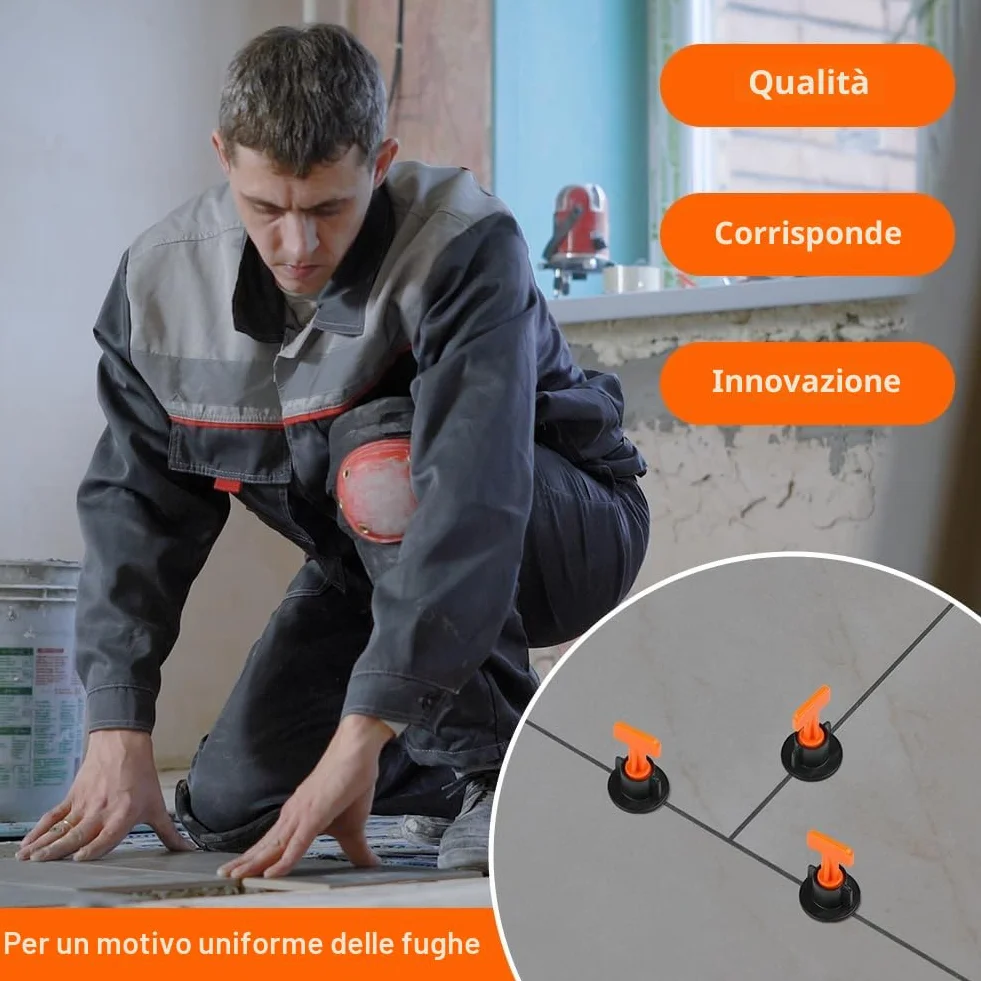 Flintronic Livellatore per Piastrelle Sistema, 80 Pezzi Sistema Di Cunei Per Piastrelle, Riutilizzabile Livellatori Cunei, con 2 Chiave Inglese, per Costruire, Muri, Pavimenti, La Posa di Piastrelle