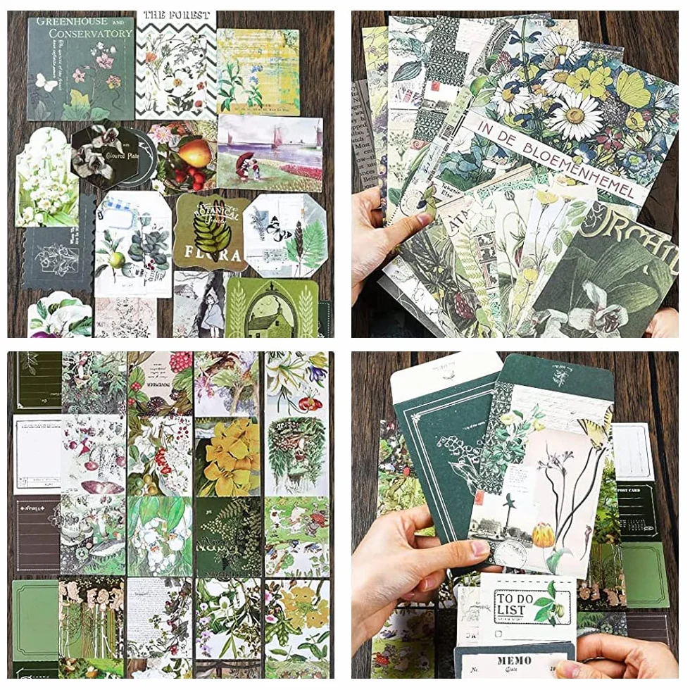 Irayin Set di Accessori per Scrapbook Vintage, 125 Pezzi Estetici Bullet Junk Journaling con Griglia A6, Album da Viaggio, Regalo Fai da te per Ragazze e Donne (Verde)