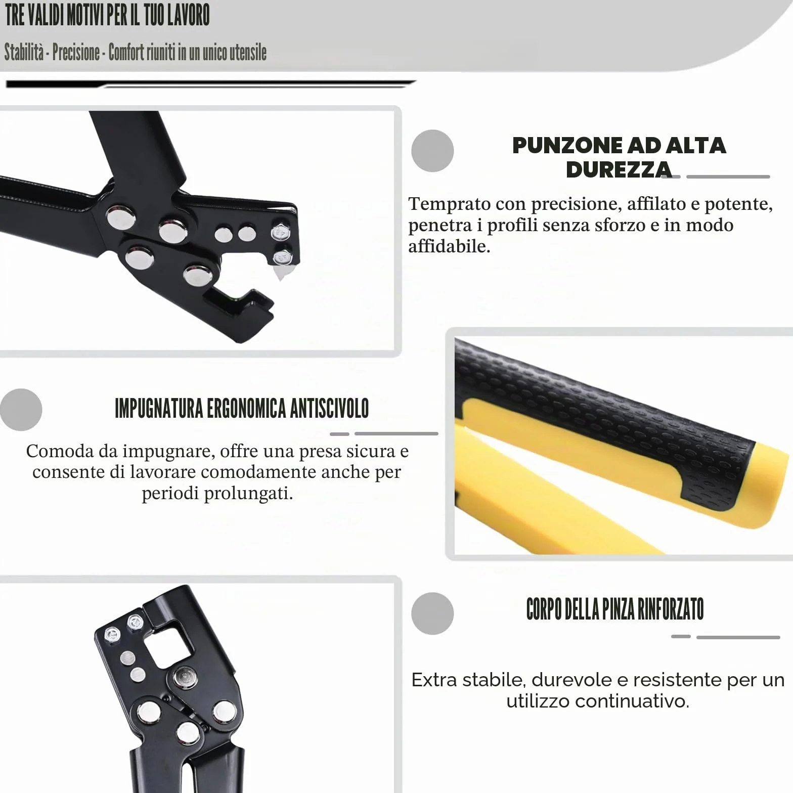 Pinza per cartongesso, pinza composita, per cartongesso, per profilati, 30 cm, 0,4 – 0,8 cm, per profili metallici, lavori in cartongesso