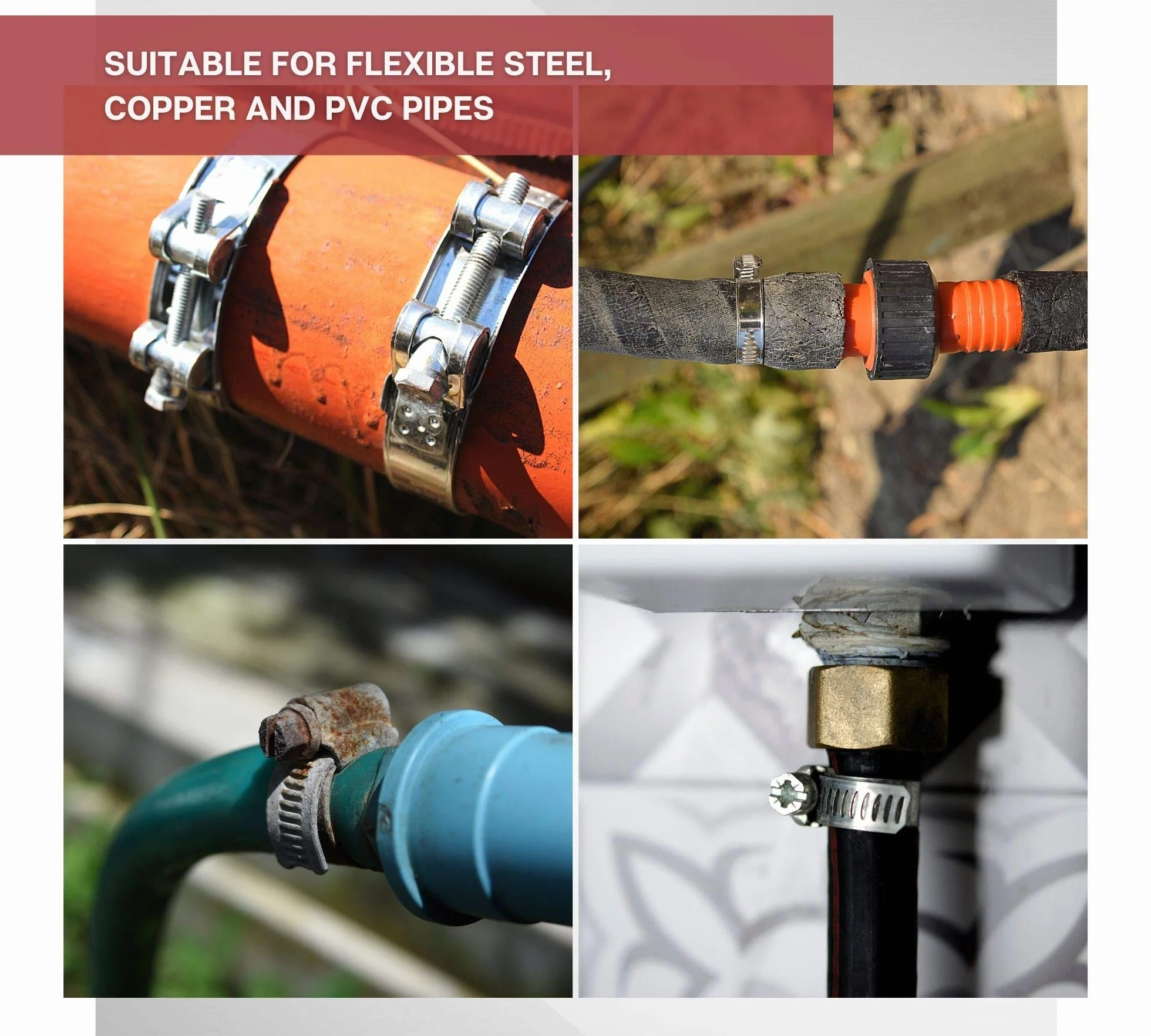 DOJA Industrial | Fascette a Perno di Snodo | 48-51mm Ø | 5 Pezzi | Fascette Stringitubo Alta Pressione | Acciaio Zincato | Morsetto Tubi | Morsetti per Tubi: Tubo gasolio, Tubo Condizionatore