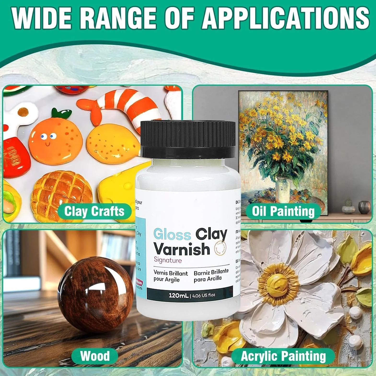 Vernice per argilla ad asciugatura all'aria, Vernice per ceramiche di argilla asciutta, Vernice lucida per PolymerClay e Air Dry Clay, Air Dry Clay Glaze Clay Gloss, Stone Modeling Clay Polish, per