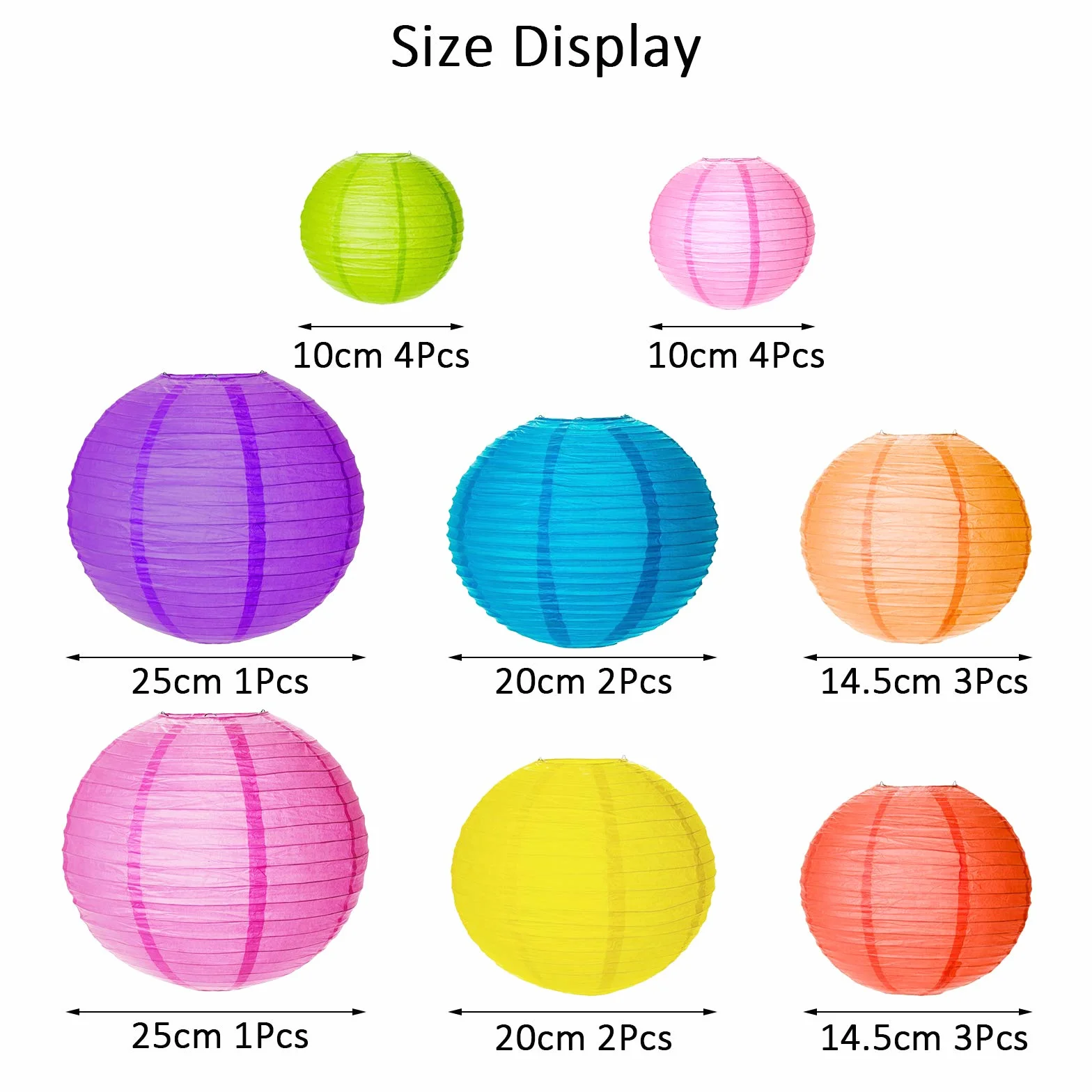 MEZOOM Lanterne di Carta Rotonde Cinesi Colori Assortiti per Festa Giardino
