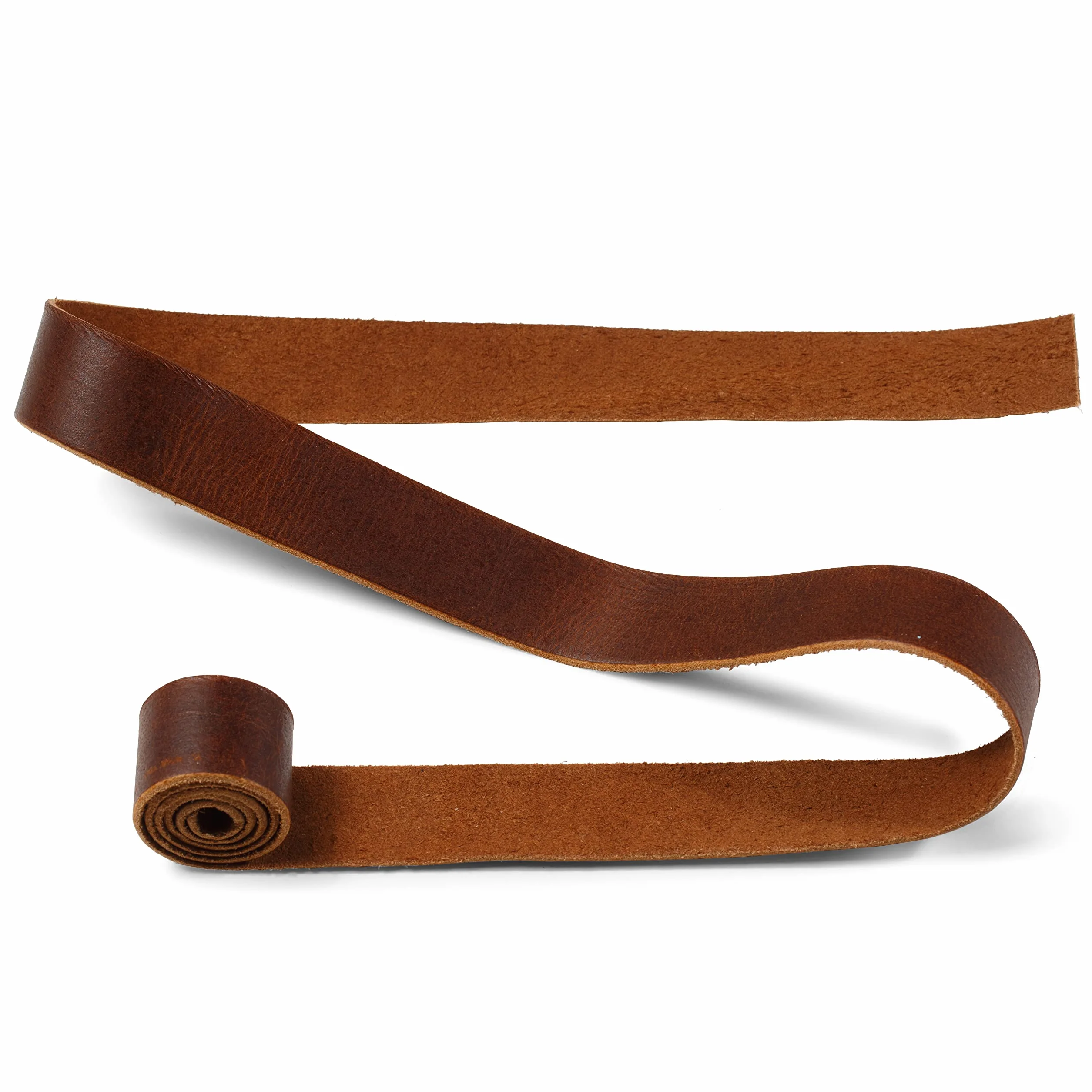 Wanderings Cinghia in Pelle – 2 Cinghie 2,5 cm – Strisce in Vera Pelle Pieno Fiore di Bufalo per Artigianato – 2 Rotoli (2,5×107 cm) + 90 cm di Cordino – Per Cinture e Fai da Te