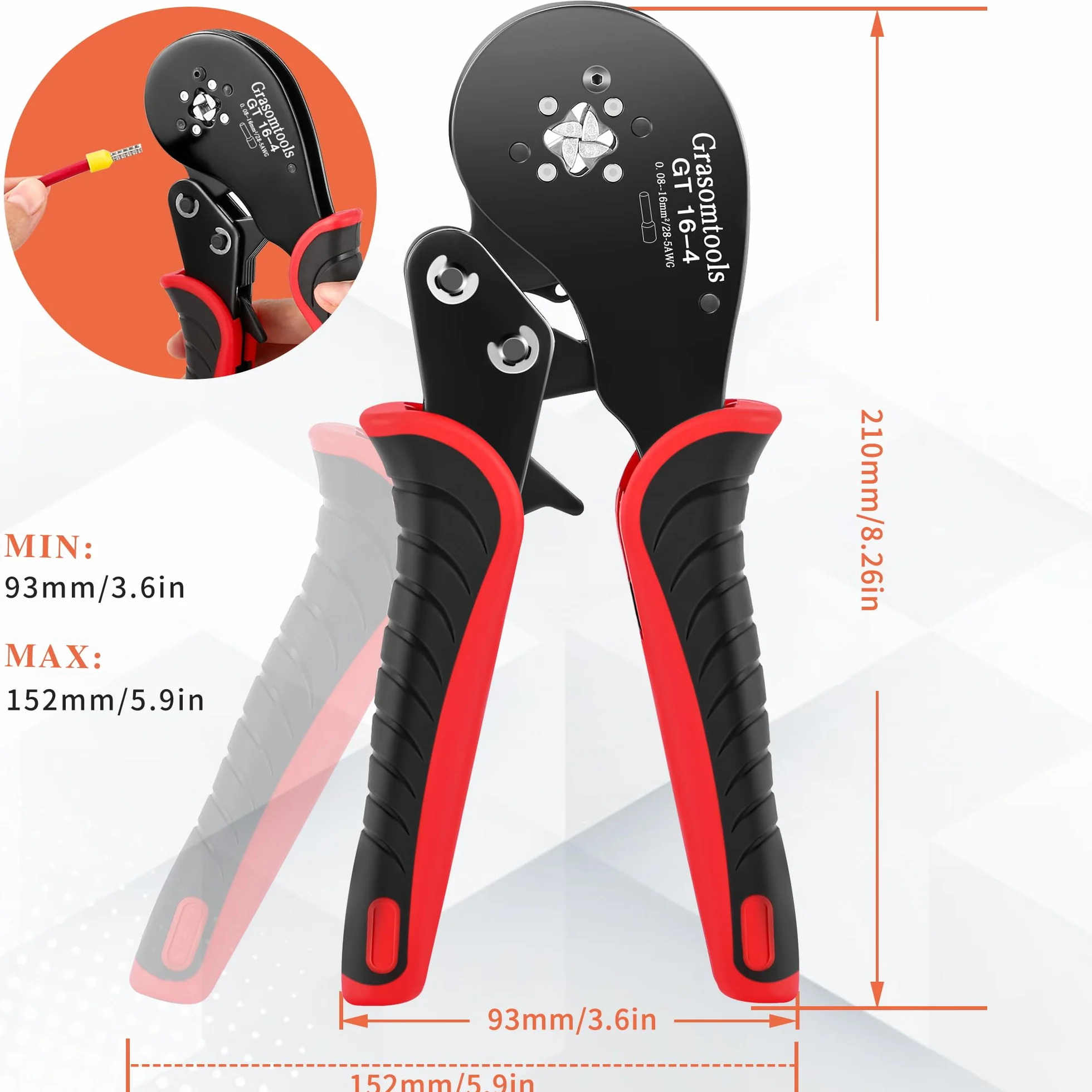 Kit di strumenti per crimpare ghiere, connettori a ghiera doppia e singola, pinze a crimpare filo a ganascia quadrilatera (0,08-16 mm²) con manicotti per connettori terminali 1200 pezzi