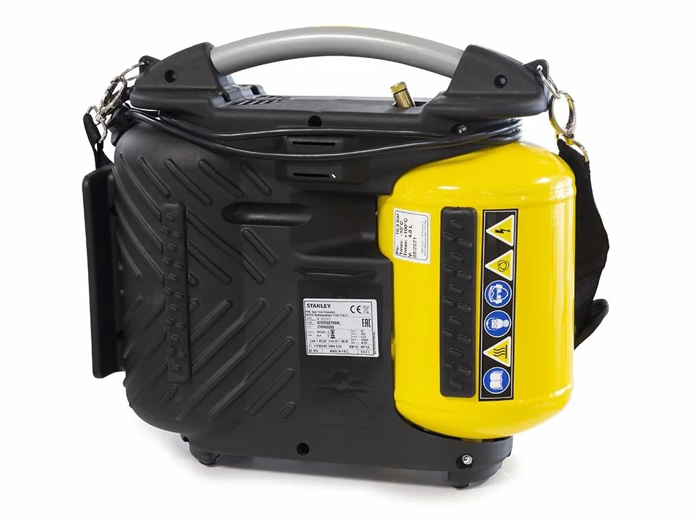 Stanley Compressor DN200/10/5 - Compressore Aria per Auto 10 bar - 5 l - 180 l/min - Compressore portatile con Maniglia e Tracolla - Giallo