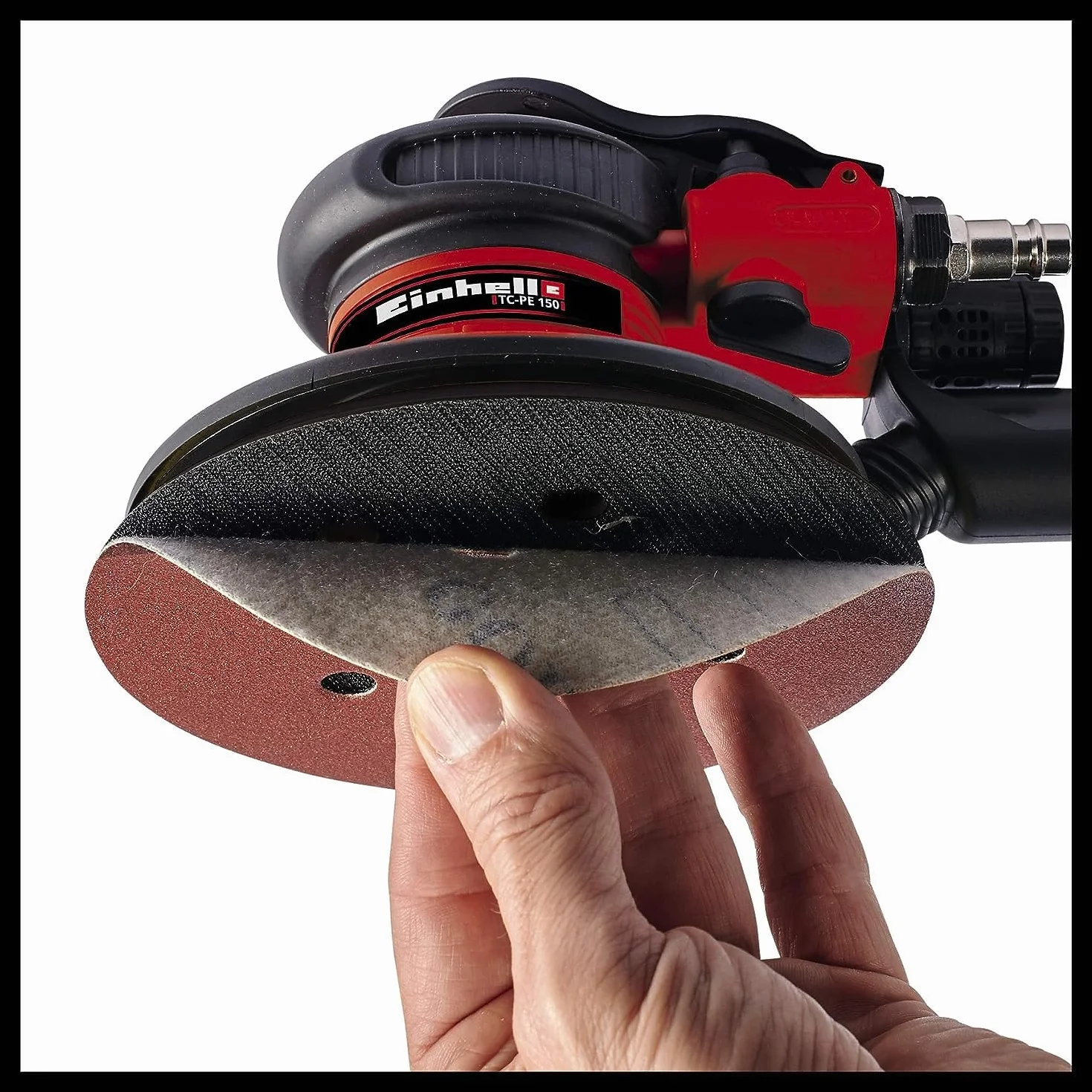 Einhell TC-PE 150 Smerigliatrice Rotorbitale Pneumatica diam. Platorello 15 Mm Incl. 6 Carte Abrasive Raccordo Rapido