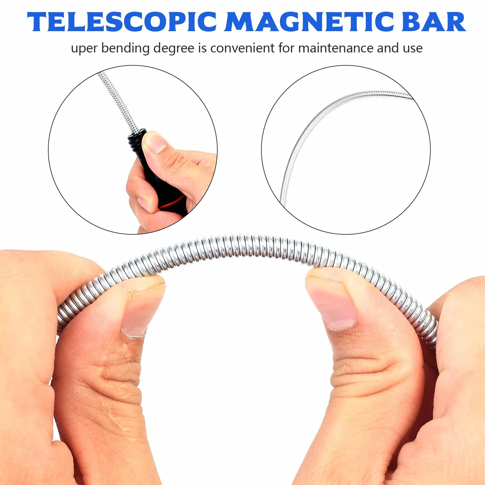 3 strumenti telescopici magnetici per pick-up, strumento telescopico magnetico, flessibile, estensibile, strumento di recupero di adesivi per garage (0,7 kg, 1,4 kg, 2,3 kg).