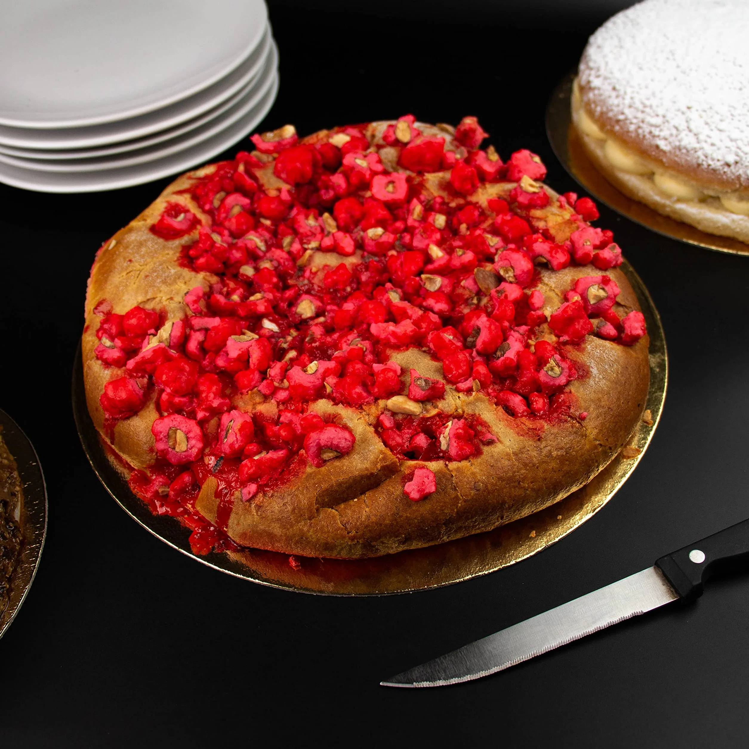 Set di 10 supporti per torte in scatole Oro/Nero 30 cm