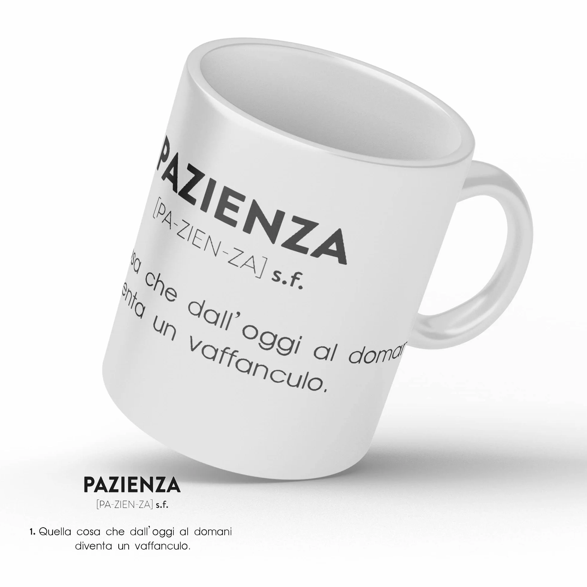 AL PRODUCTION Ceramica Tazza Mug PAZIENZA Regalo Compleanno Humor