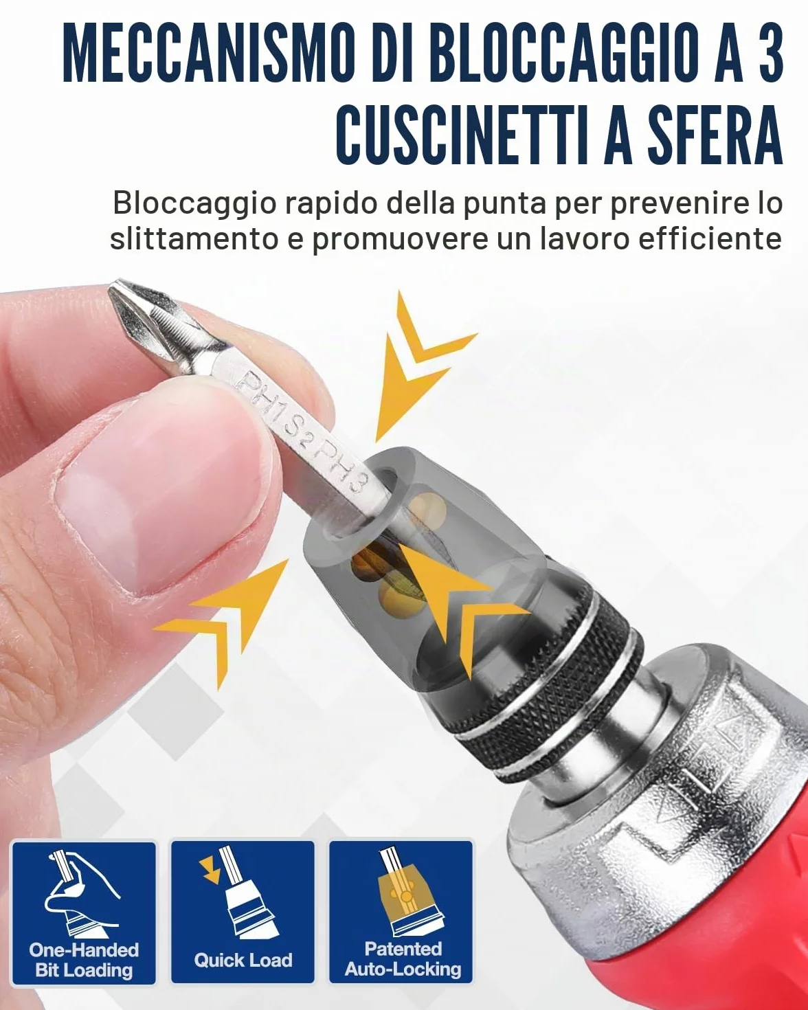 WORKPRO Cacciavite a cricchetto 12 in 1 a più punte tozze, driver a vite corti con meccanismo magnetico, a caricamento rapido, acciaio S2 di alta qualità