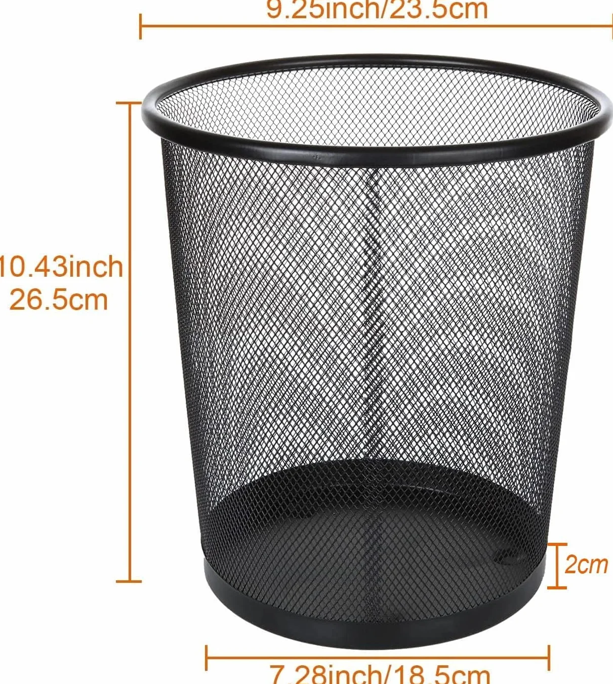 4 Cestino ufficio, Cestini in metallo, 9 l, per ufficio, in metallo, per camera da letto, dormitorio, aula, cucina, bagno, nero