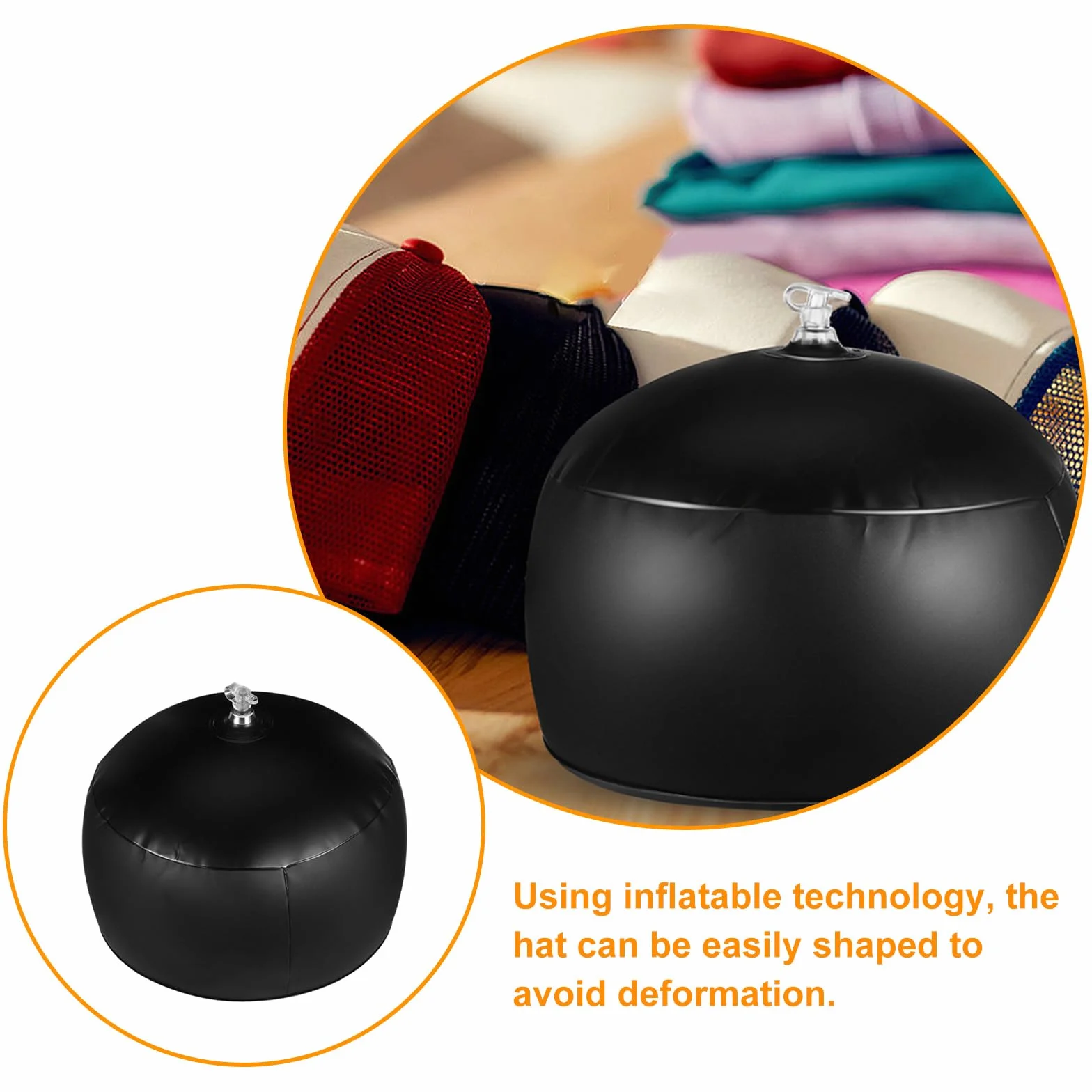 Healvian 2 Pezzi Sagomatore per Cappellino da Baseball in Pvc Nero, Supporto Gonfiabile per Cappelli